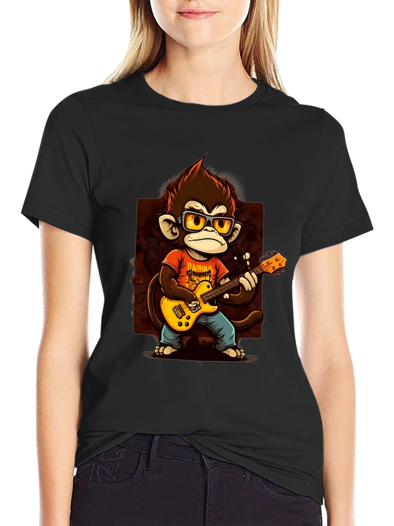 Black Monkey Guitarist T-Shirt - Rock On! view 2