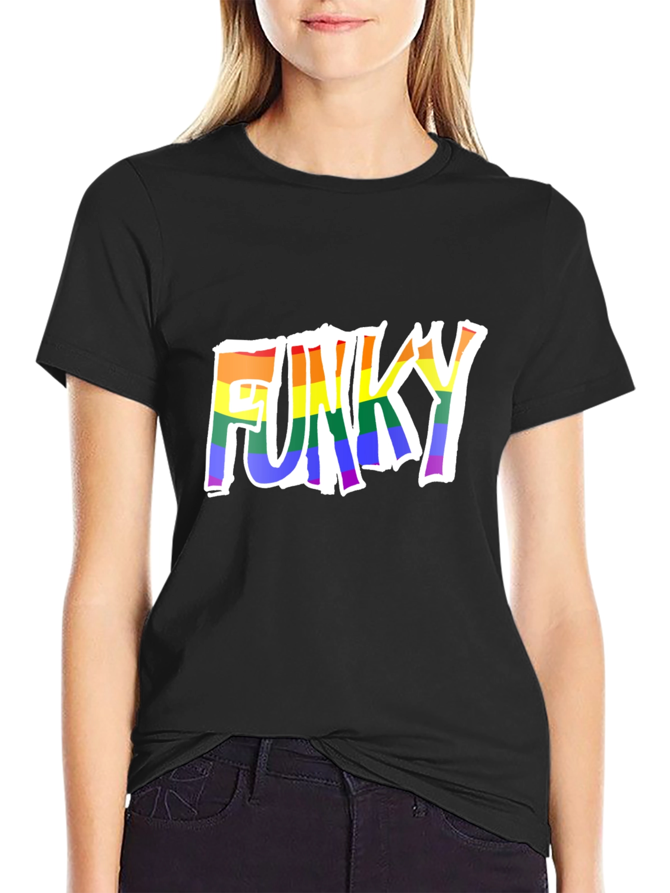 Black Funky Rainbow Pride T-Shirt view 2