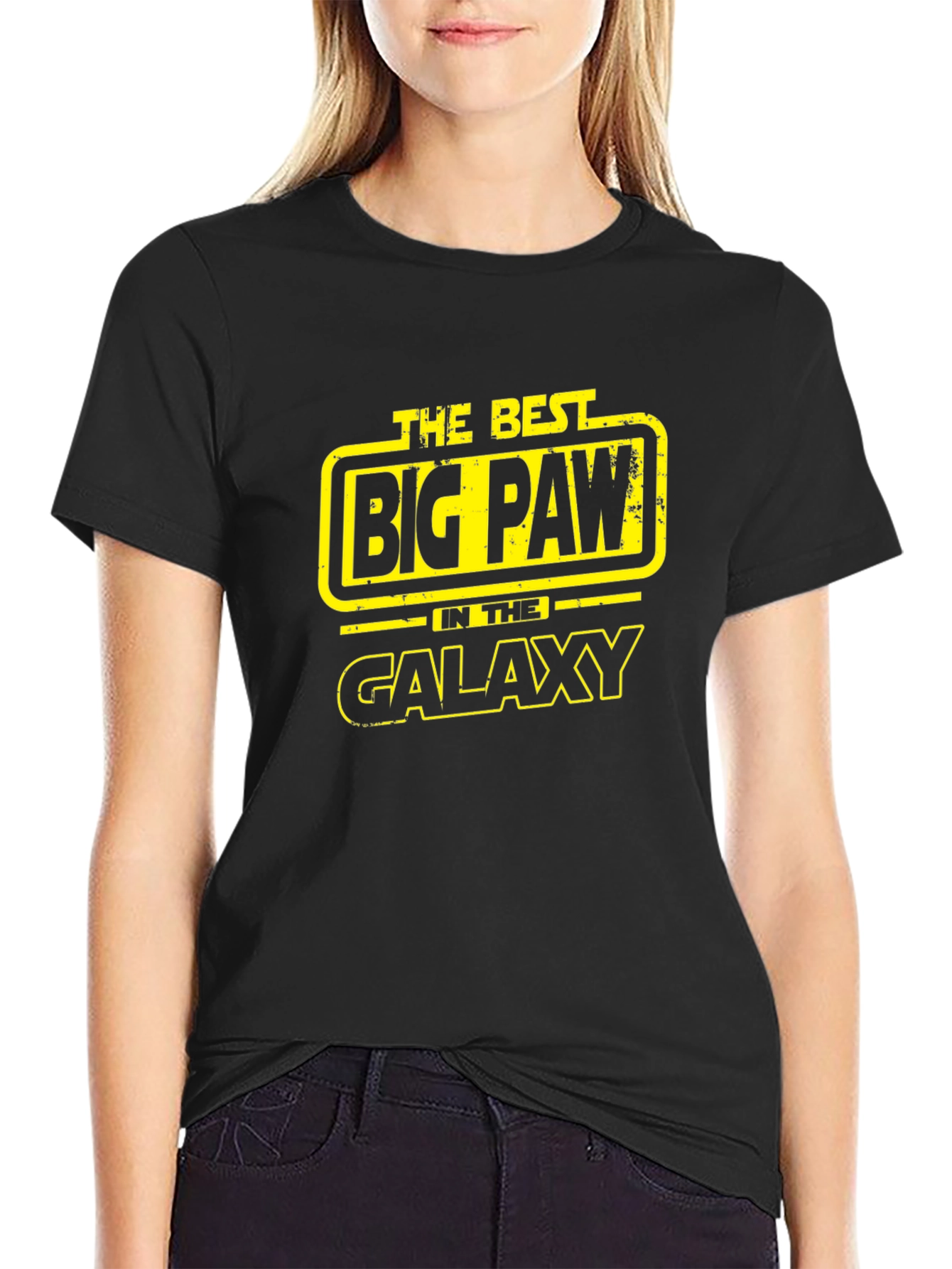 Black Big Paw Galaxy Graphic Tee - Black Cotton Blend T-Shirt view 2