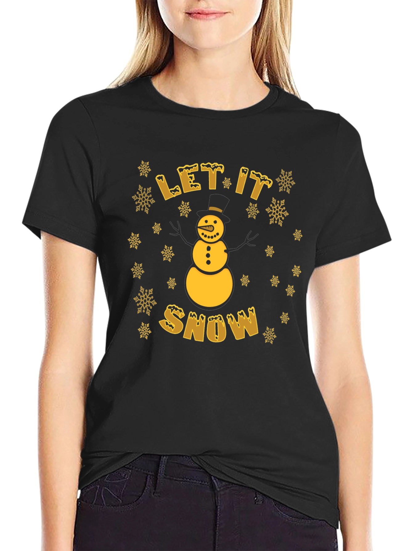 Let It Snow Snowman Graphic Tee - Festive Holiday Shirt - 2