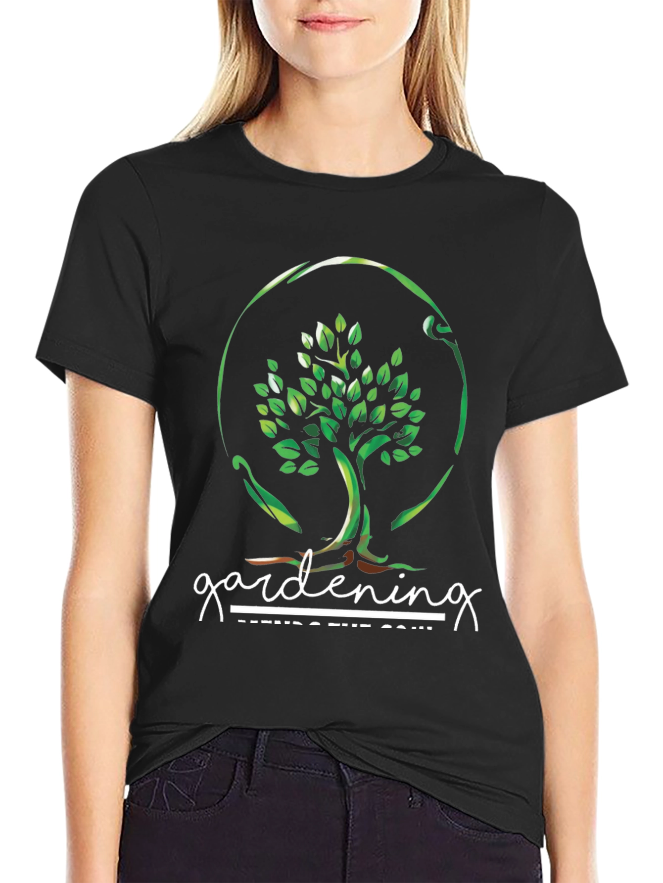 Black Gardening Feeds the Soul T-Shirt view 2
