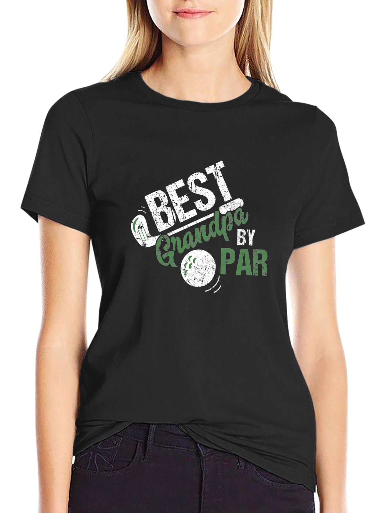 Black Best Grandpa By Par Golf T-Shirt view 2