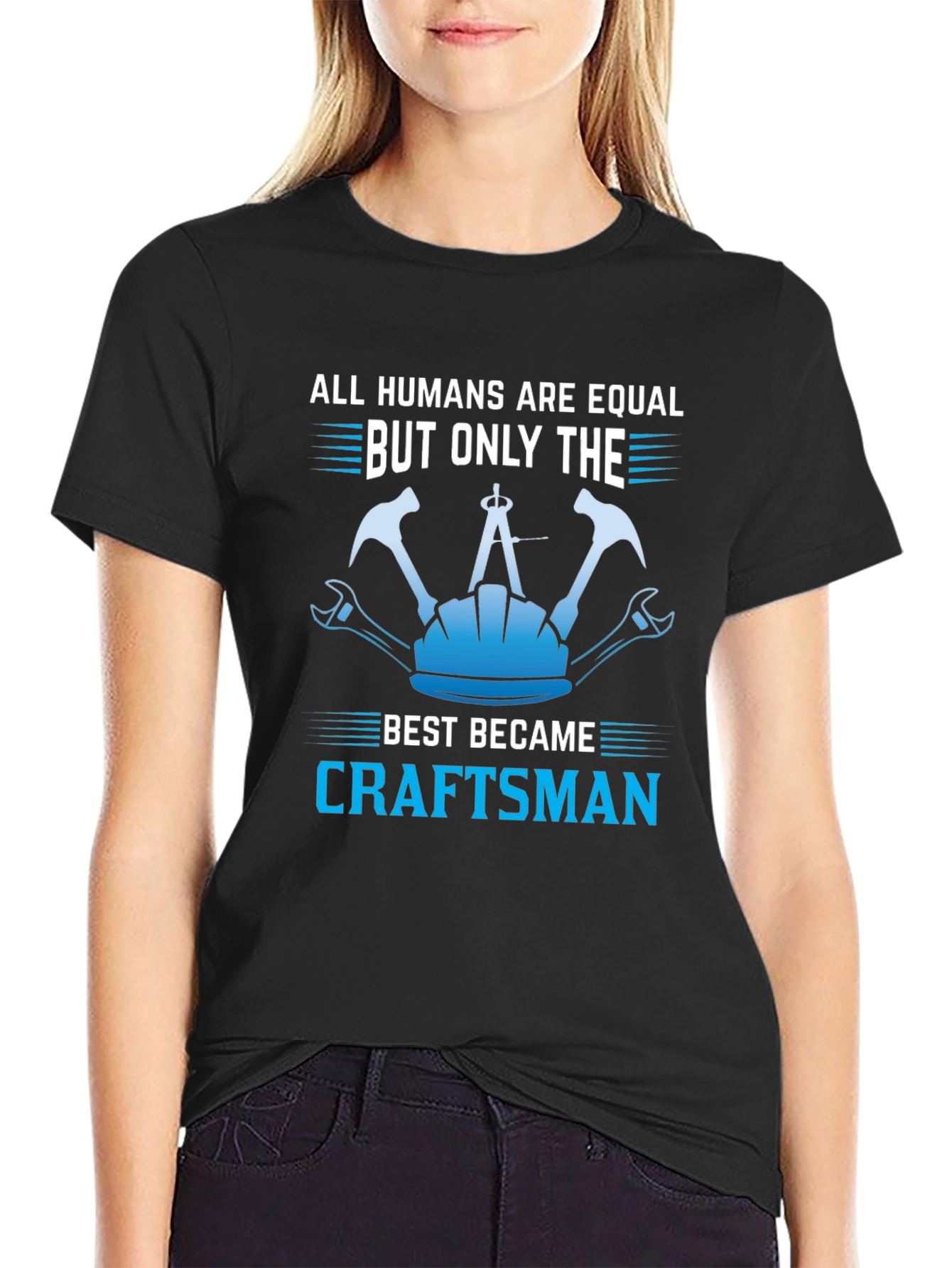 Black Craftsman T-Shirt - All Humans Are Equal Design view 2