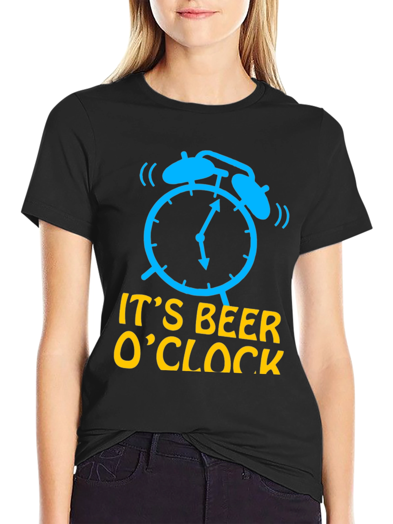 Black It's Beer O'Clock Men's Black T-Shirt view 2