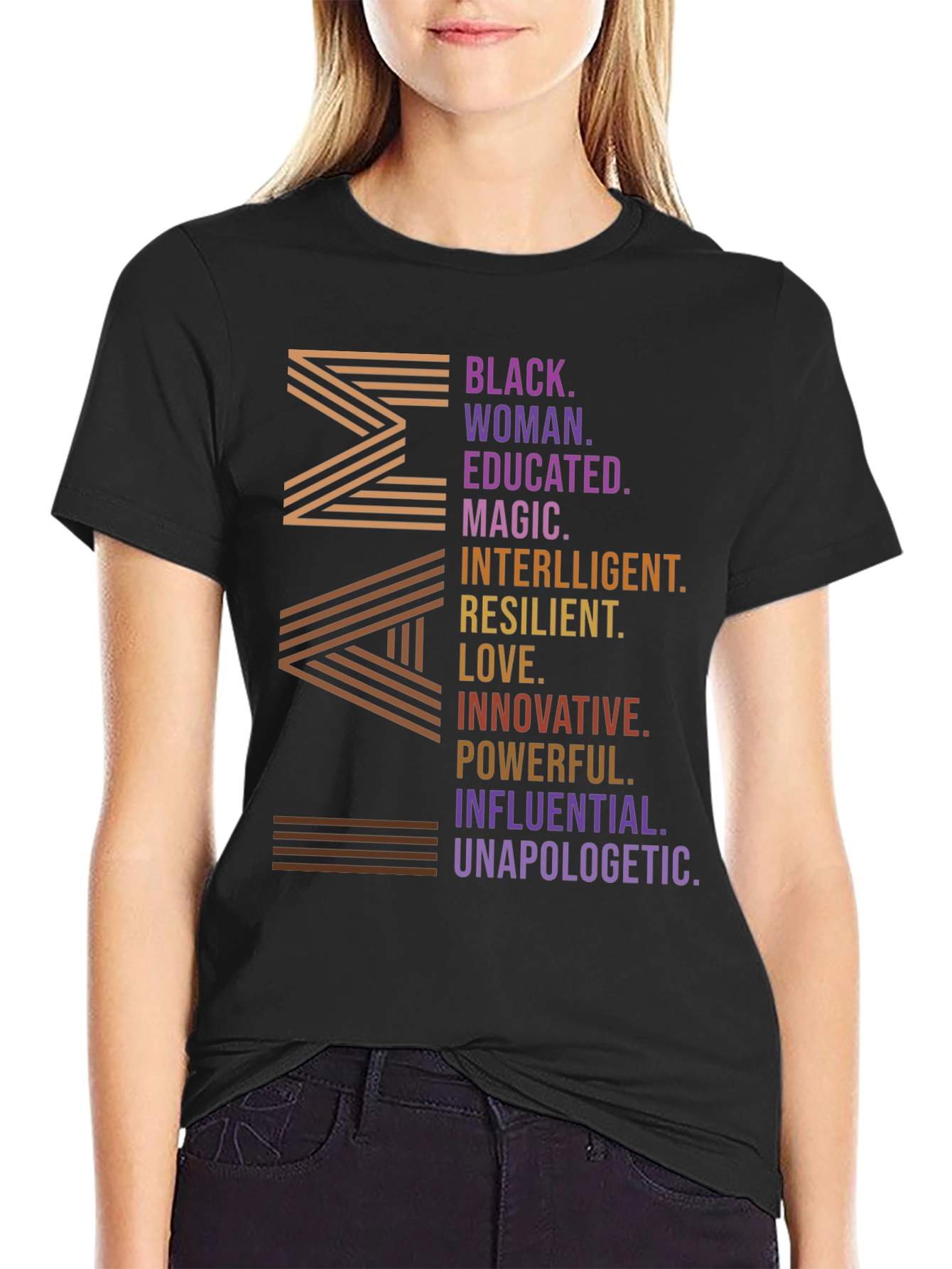 Black Empowered Black Woman Graphic T-Shirt view 2