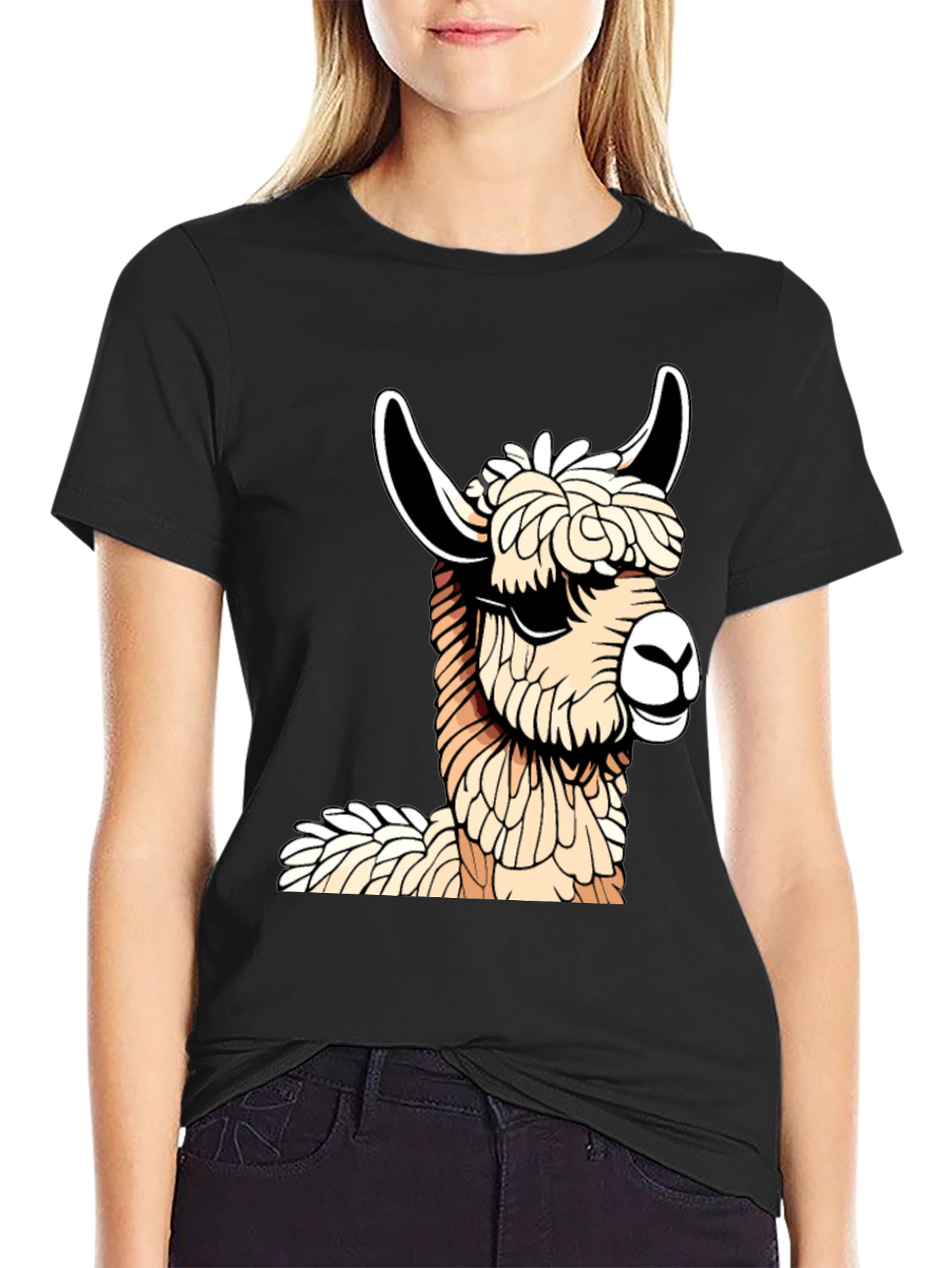 Black Llama Graphic Tee - Cool & Comfortable view 2