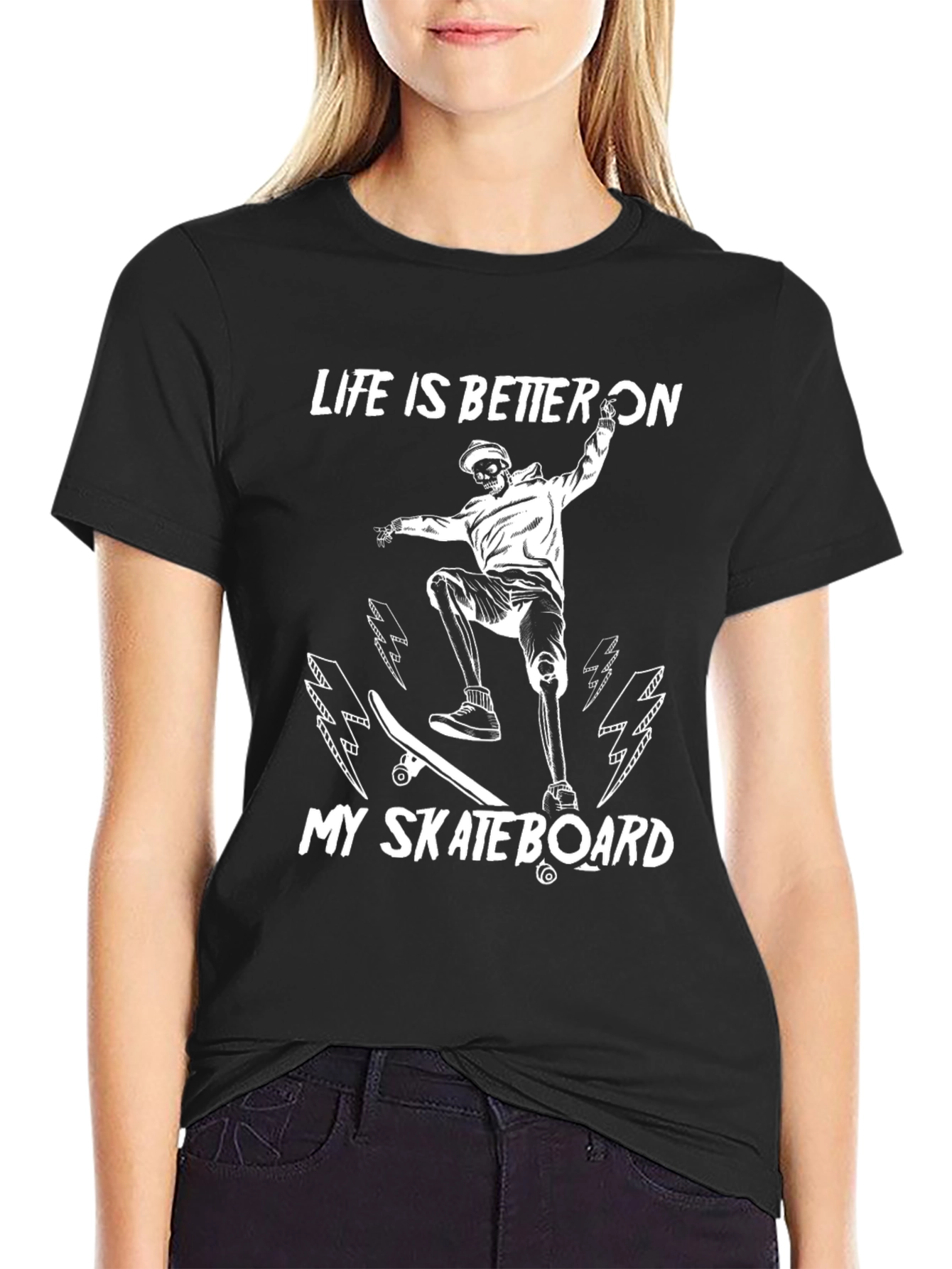Black Life is Better On My Skateboard T-Shirt view 2
