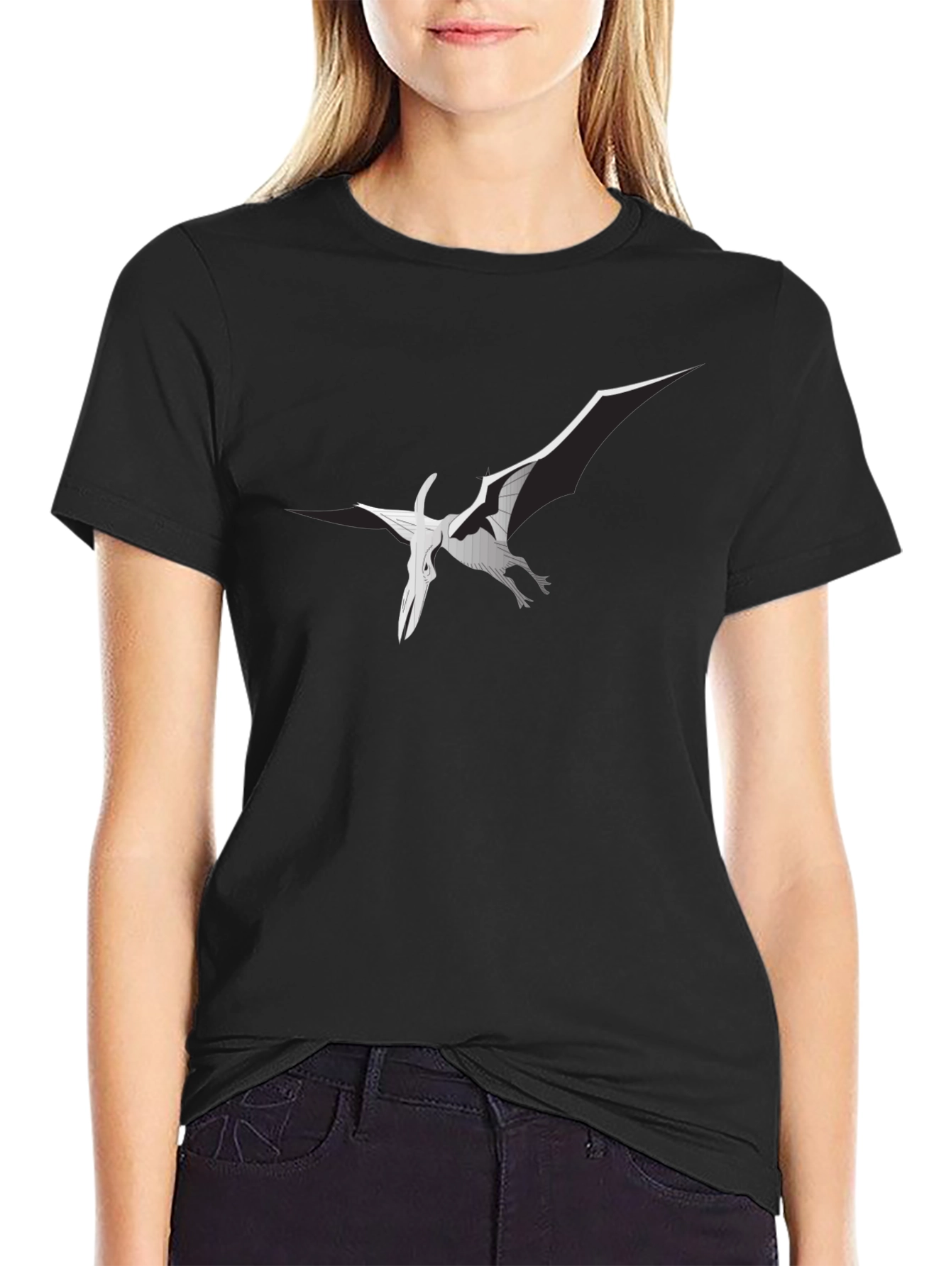 Black Pterodactyl Graphic Tee - Stylish Black T-Shirt view 2