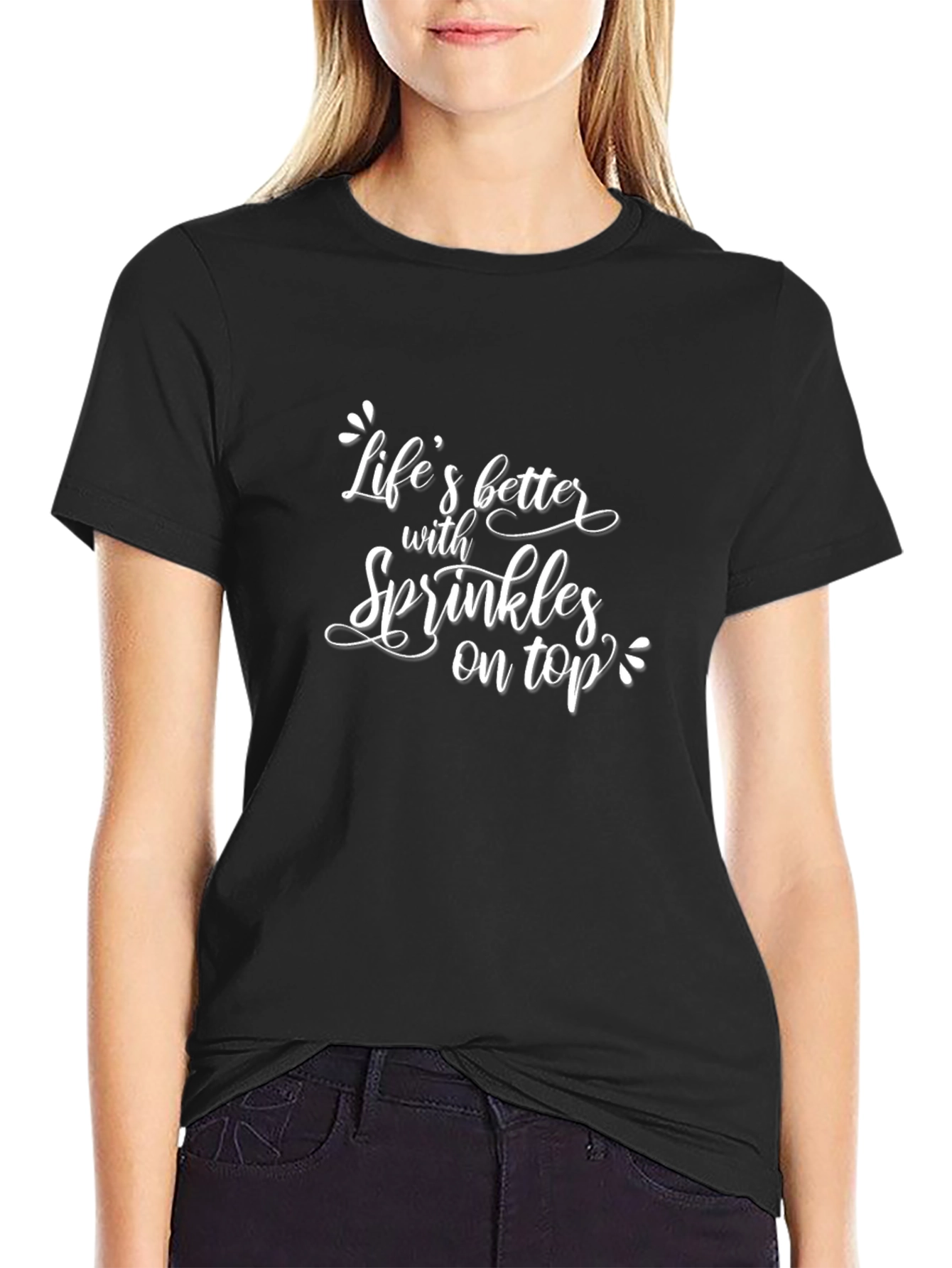 Black Life's Better With Sprinkles Black T-Shirt view 2