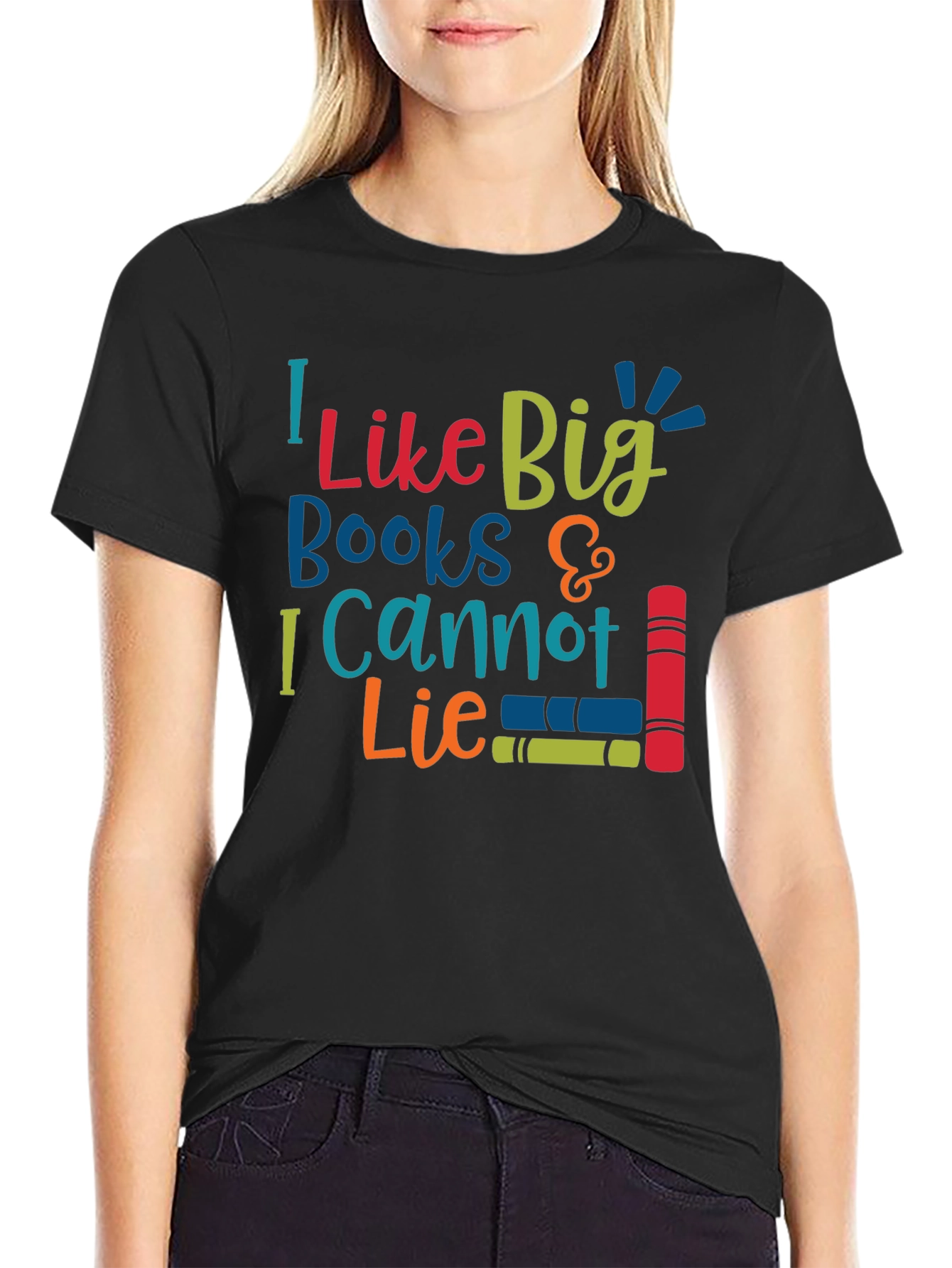 Black I Like Big Books T-Shirt view 2