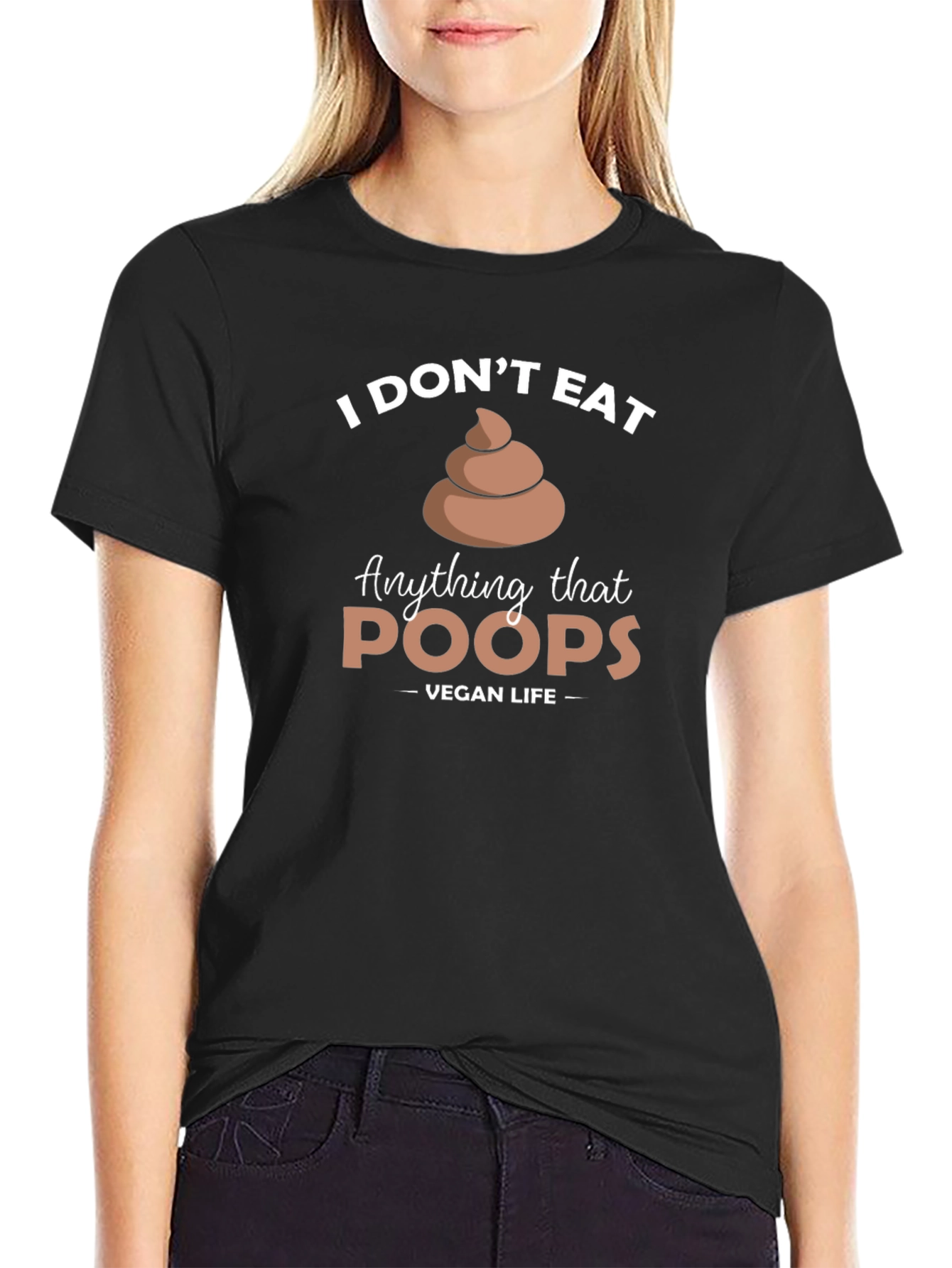 Black Vegan Life - I Don't Eat Poop T-Shirt view 2