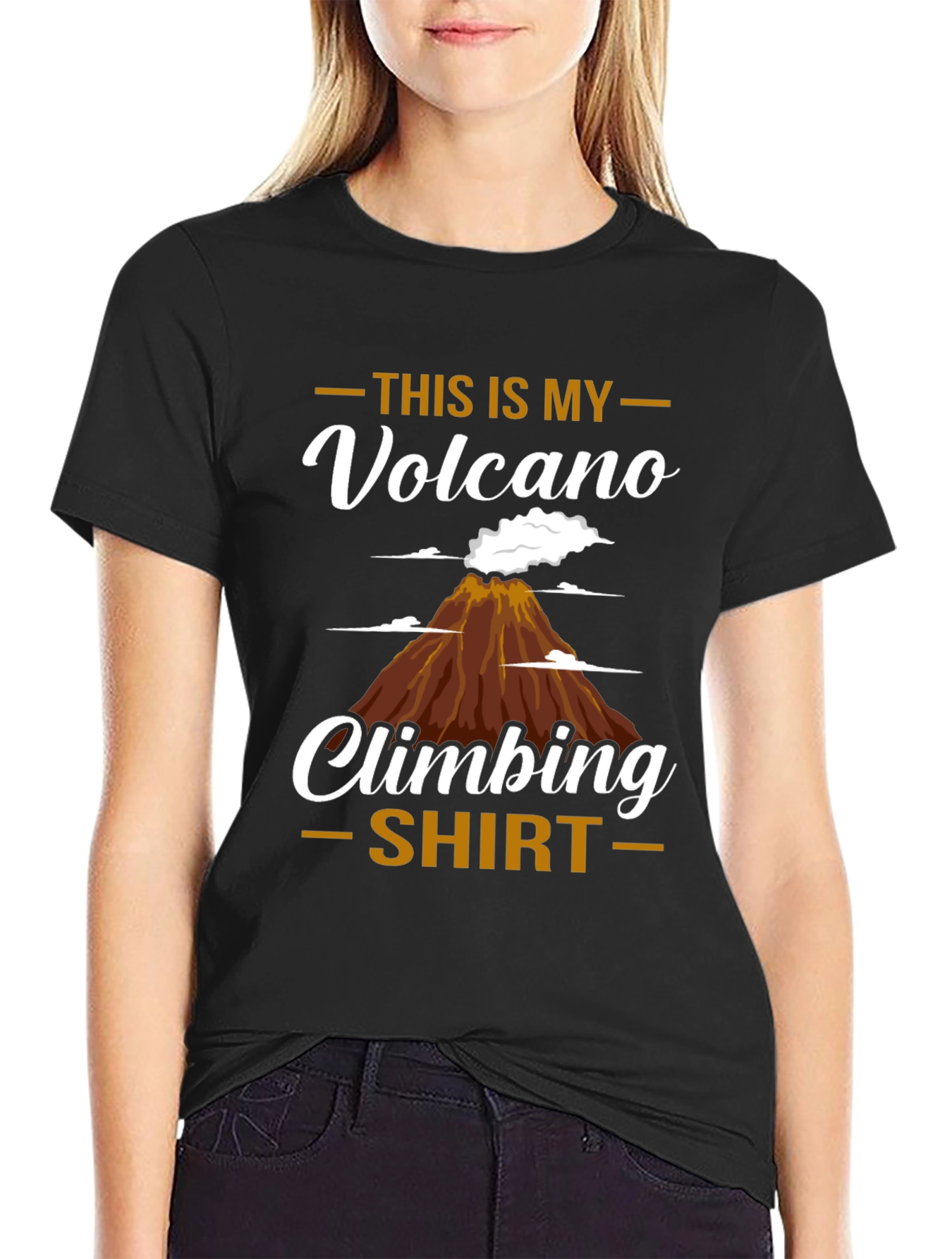 Black Volcano Climbing T-Shirt - Unique Design view 2