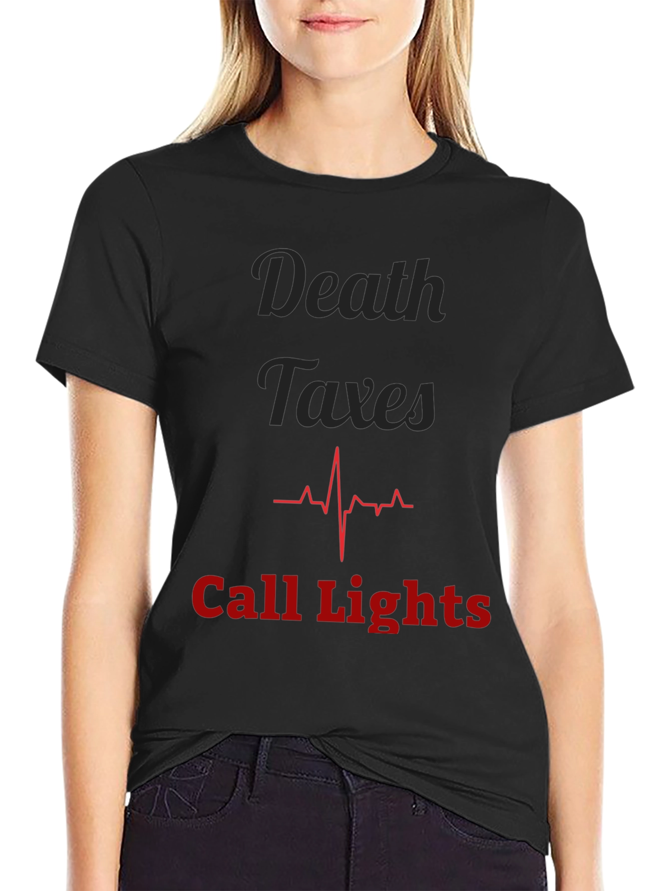 Black Death Taxes and Call Lights Graphic Tee view 2
