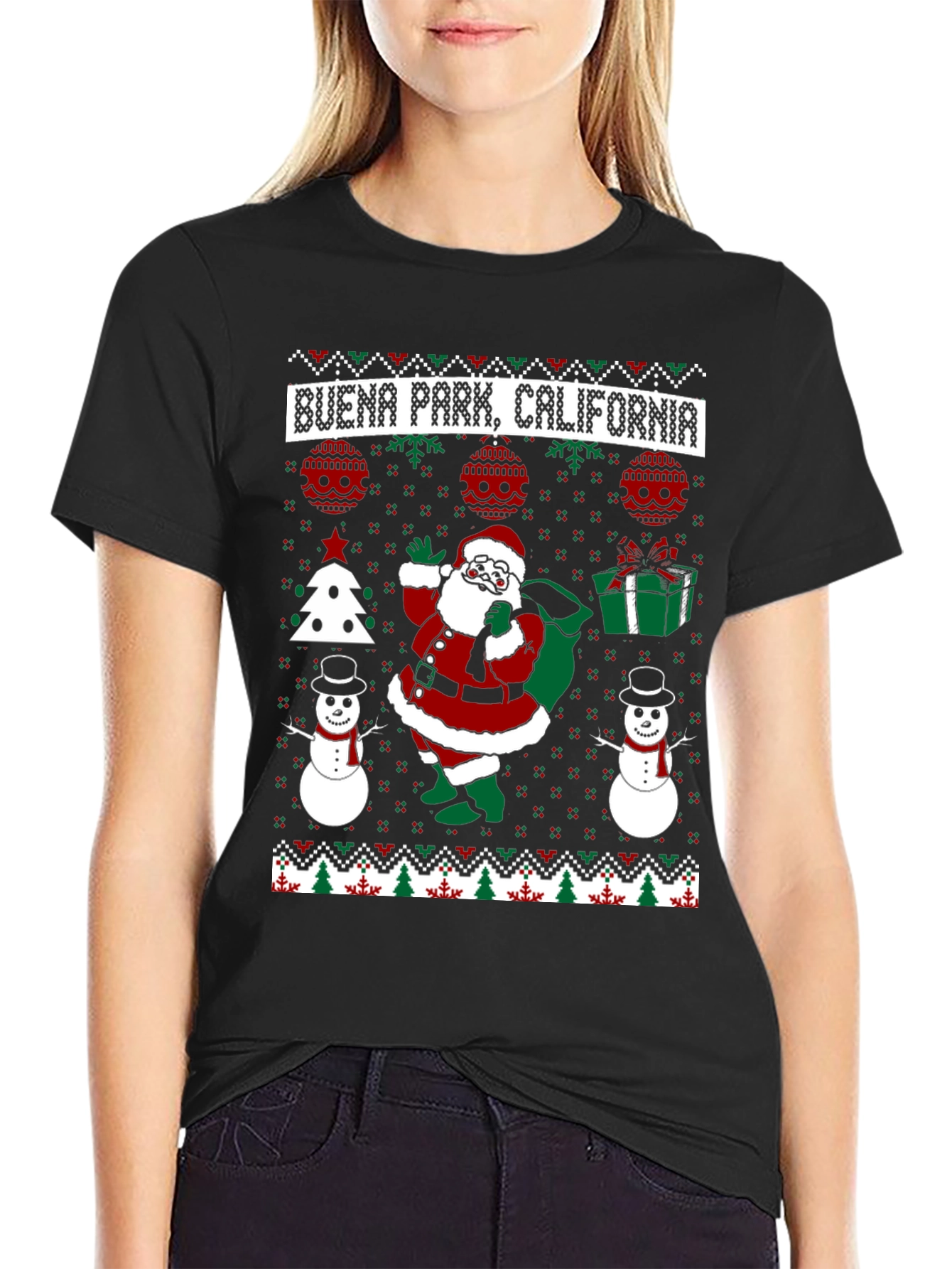 Buena Park, California Santa Ugly Christmas T-Shirt - 2