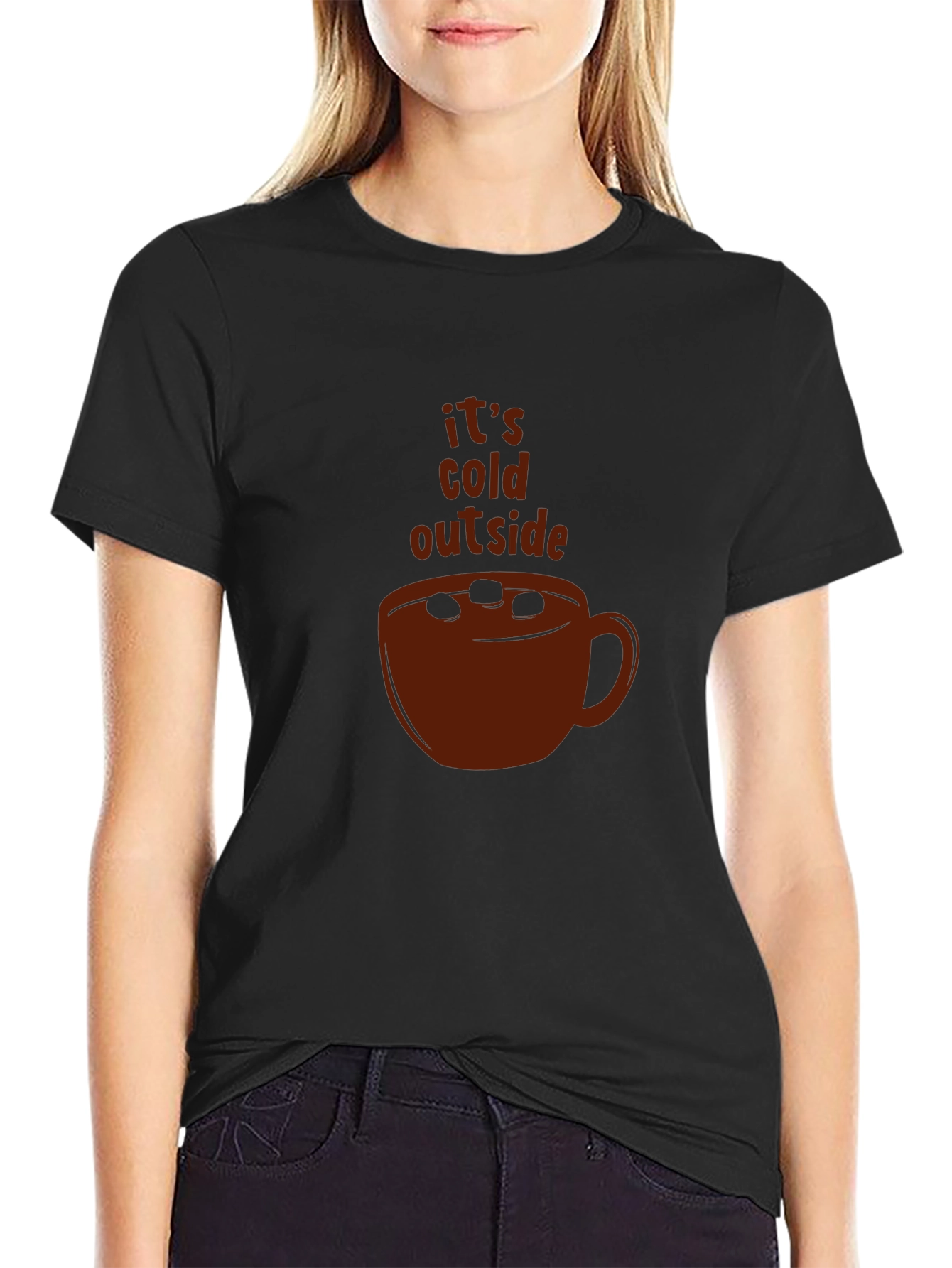 Black It's Cold Outside Cocoa T-Shirt view 2