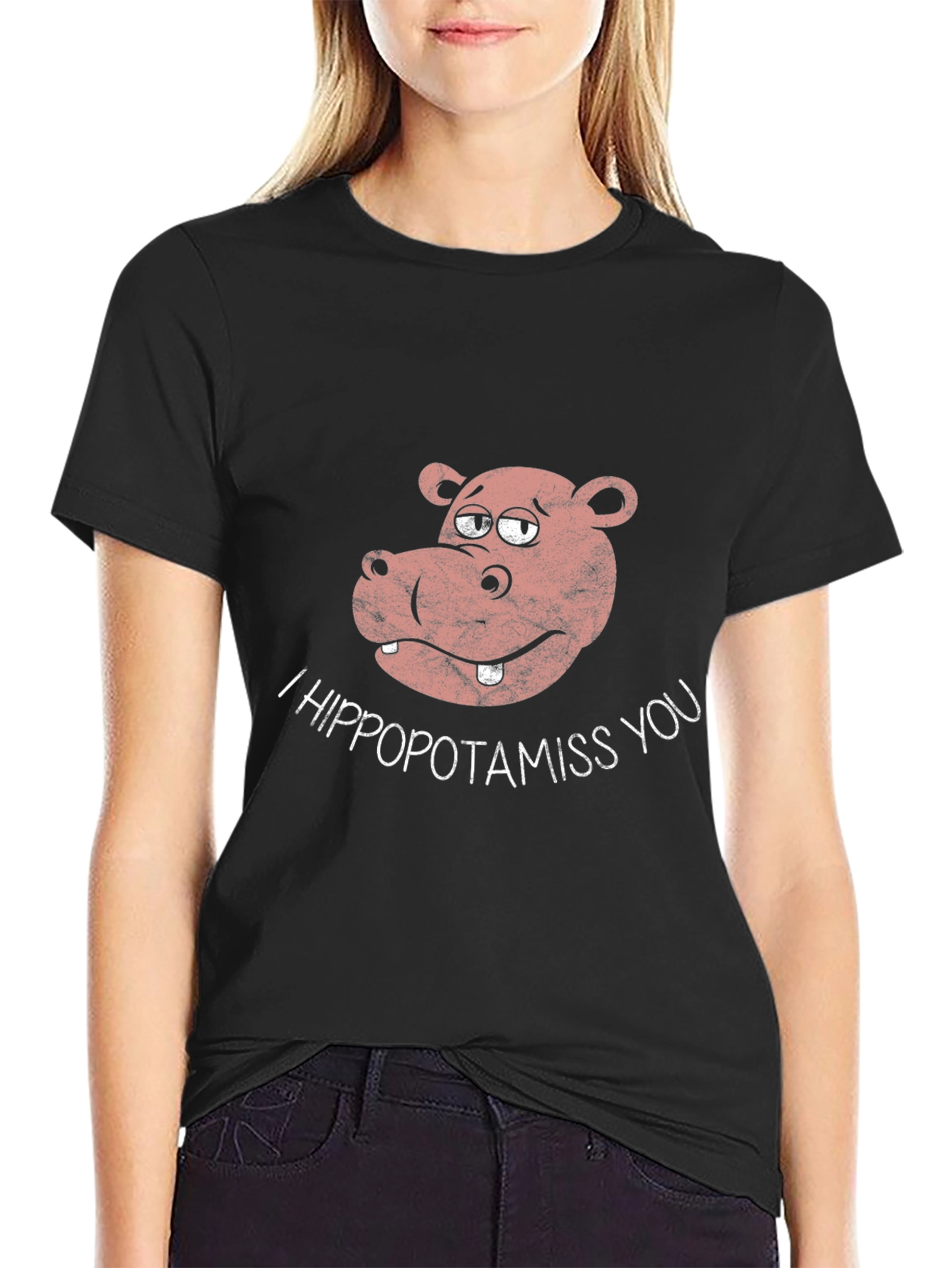 Black I Hippopotamiss You Black T-Shirt view 2