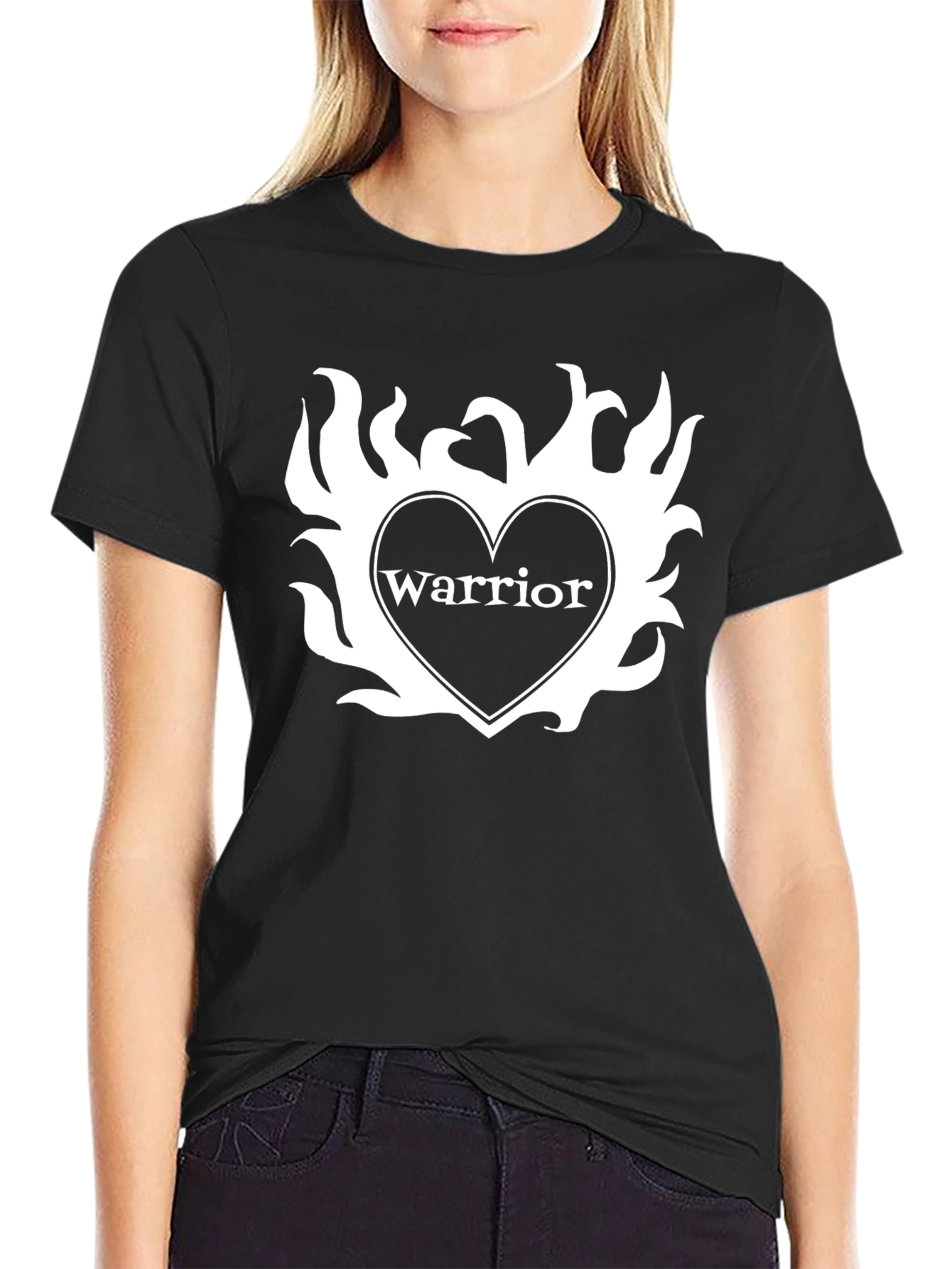 Black Warrior Heart Graphic T-Shirt - Stylish Black Tee view 2