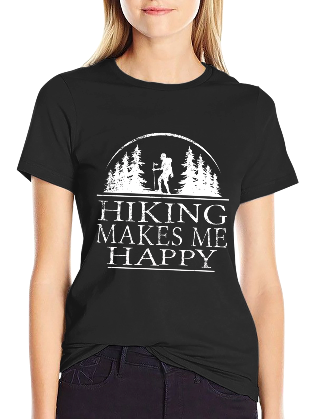 Black Hiking Makes Me Happy T-Shirt view 2