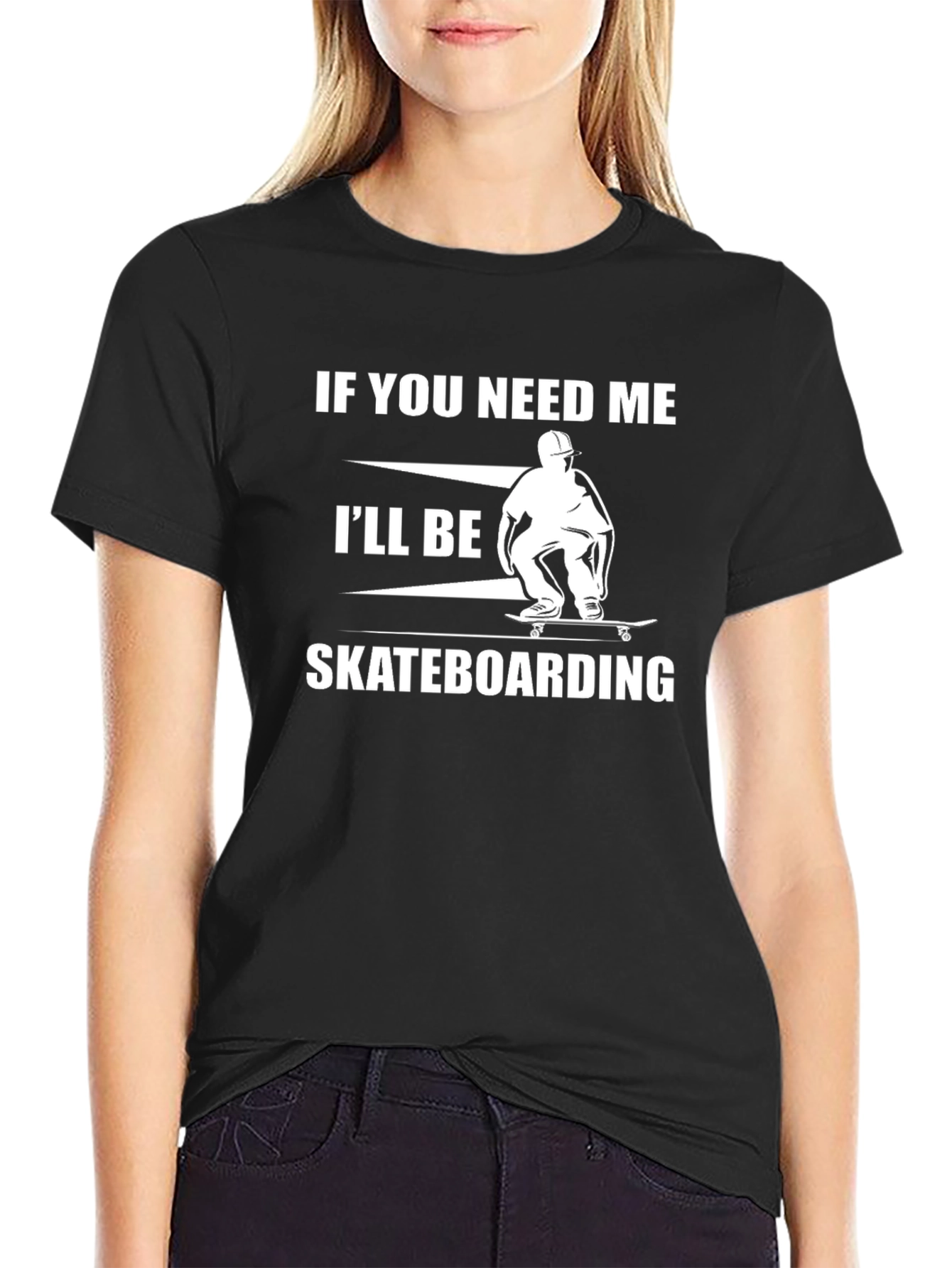 Black Skateboarding T-Shirt - "If You Need Me" Graphic Tee view 2