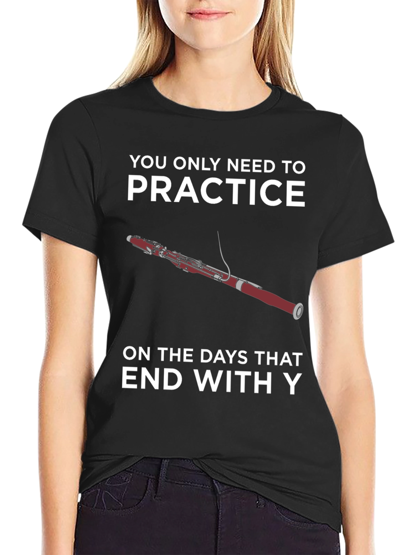 Black Practice Days T-Shirt - Bassoon Funny Musician Tee view 2