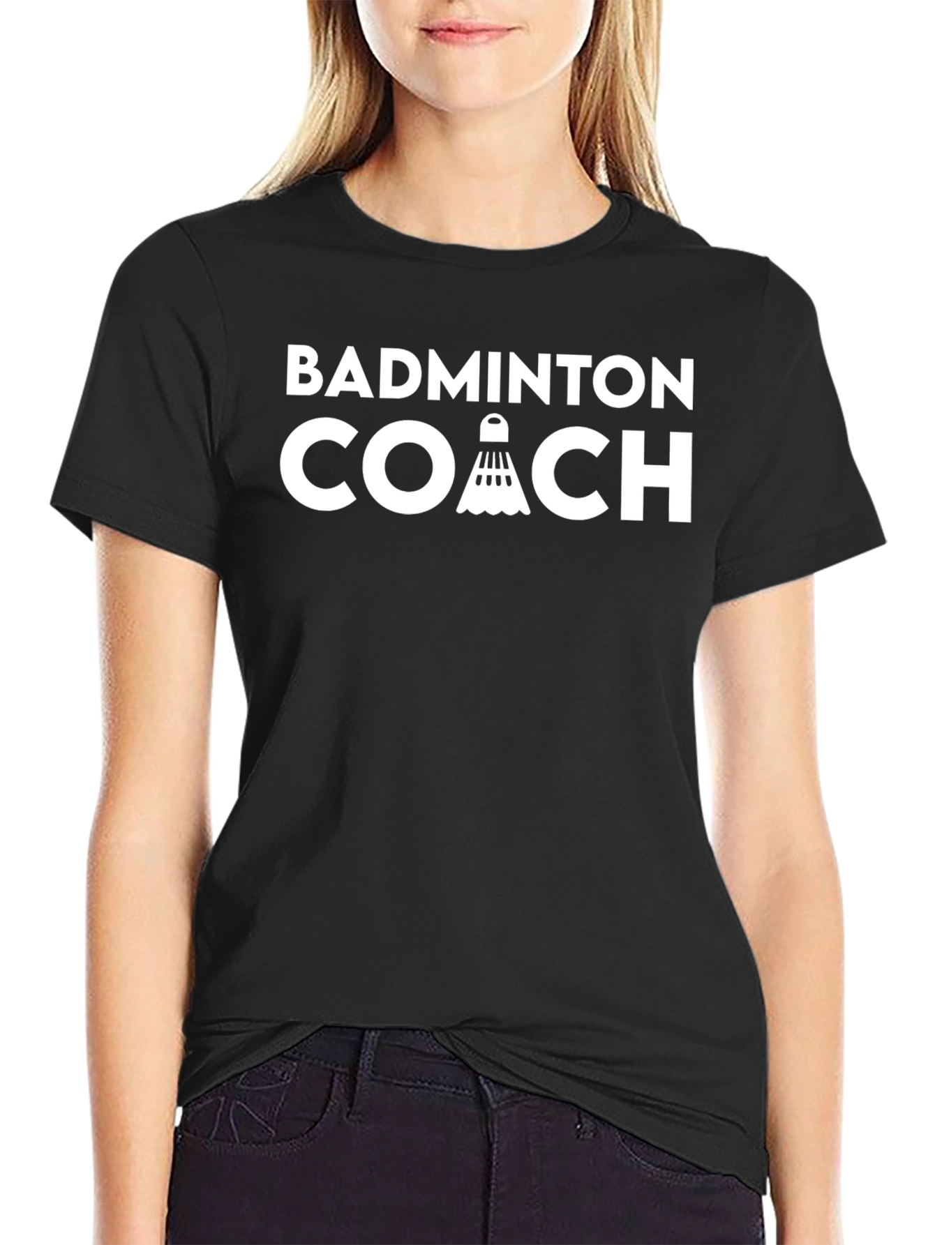 Black Badminton Coach T-Shirt - Sports Training Tee view 2