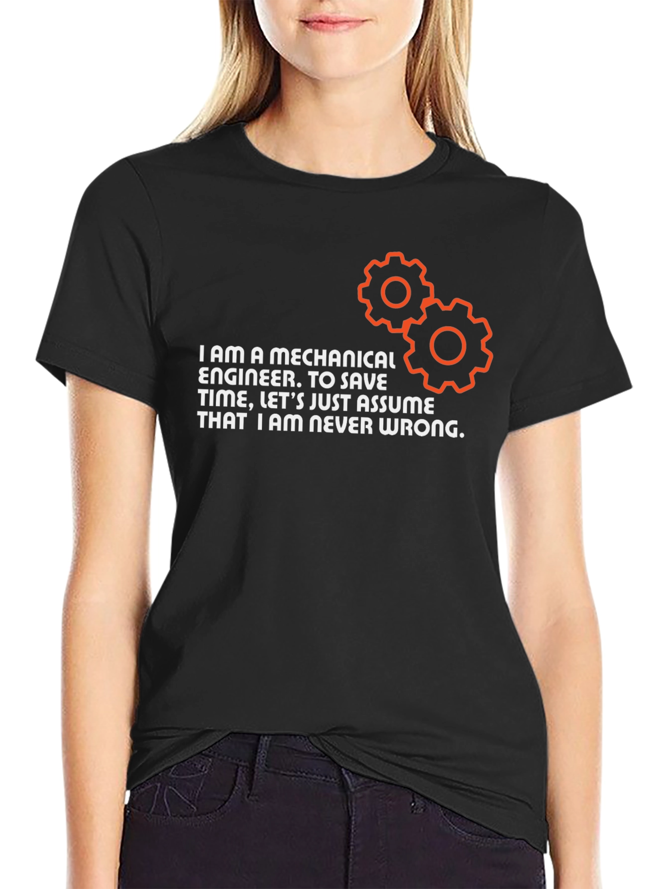 Black Mechanical Engineer T-Shirt - Never Wrong view 2