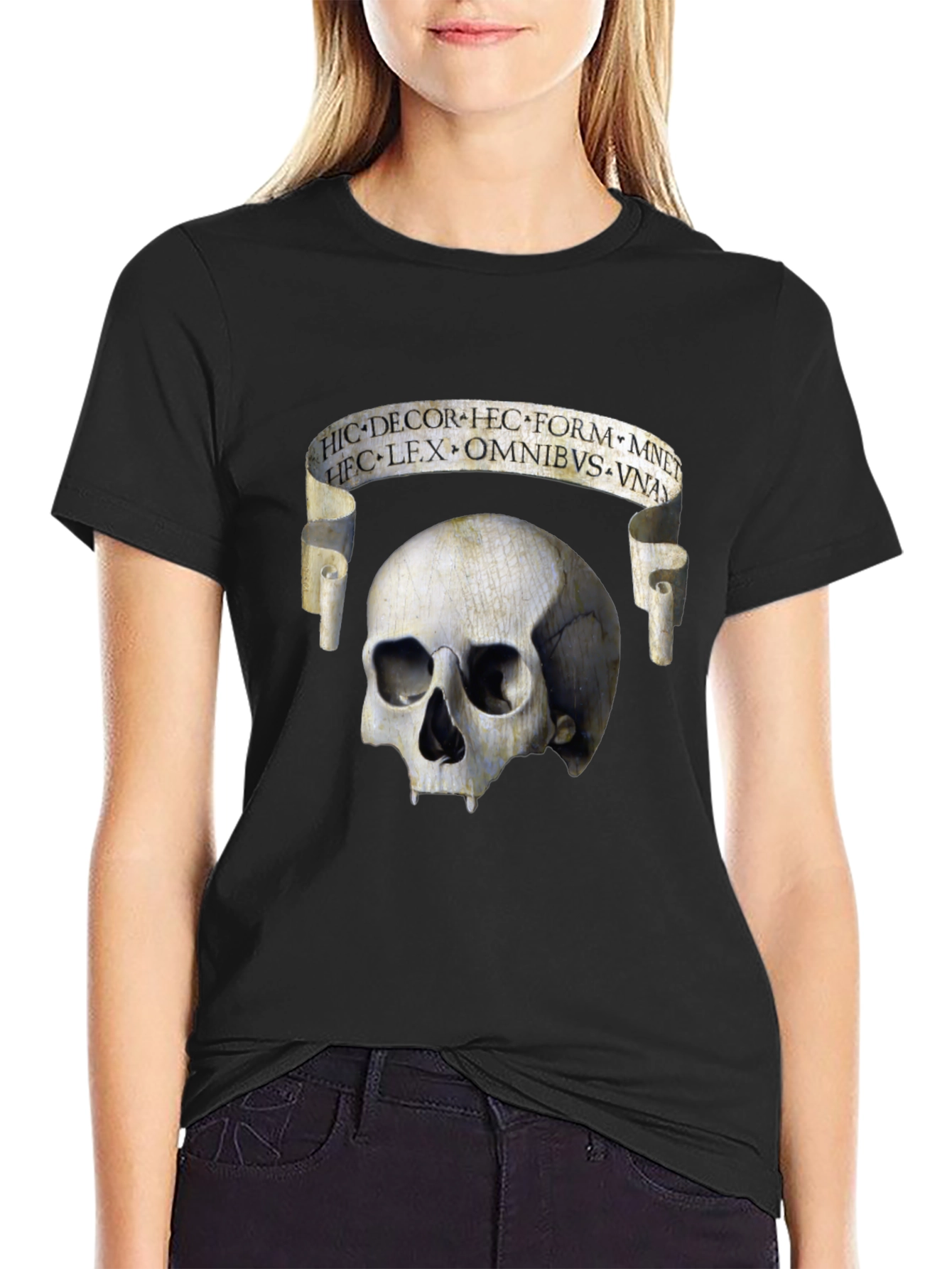Black Skull & Scroll Graphic Tee - Memento Mori Fashion view 2