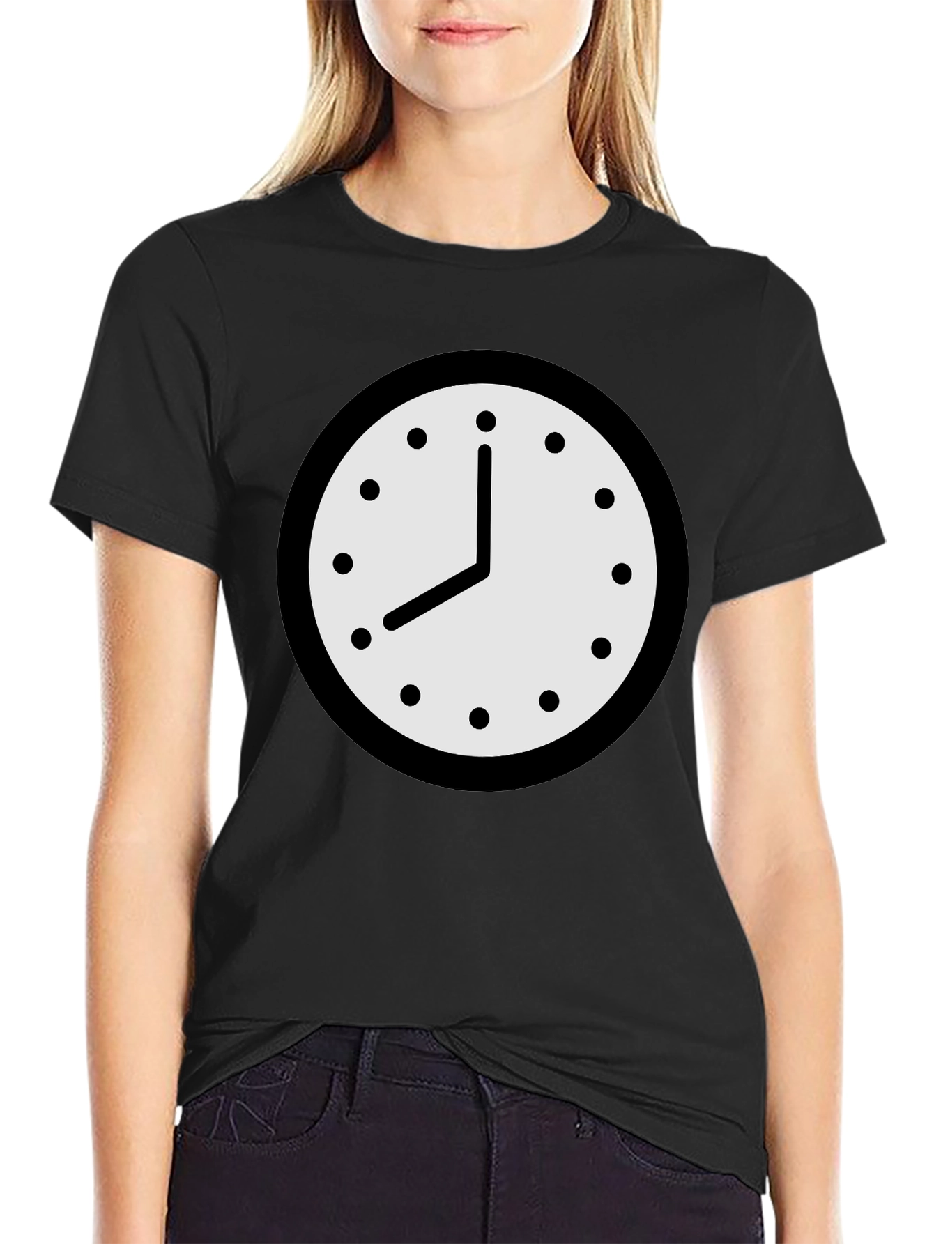 Black Clock Graphic T-Shirt - Classic Timepiece Design view 2