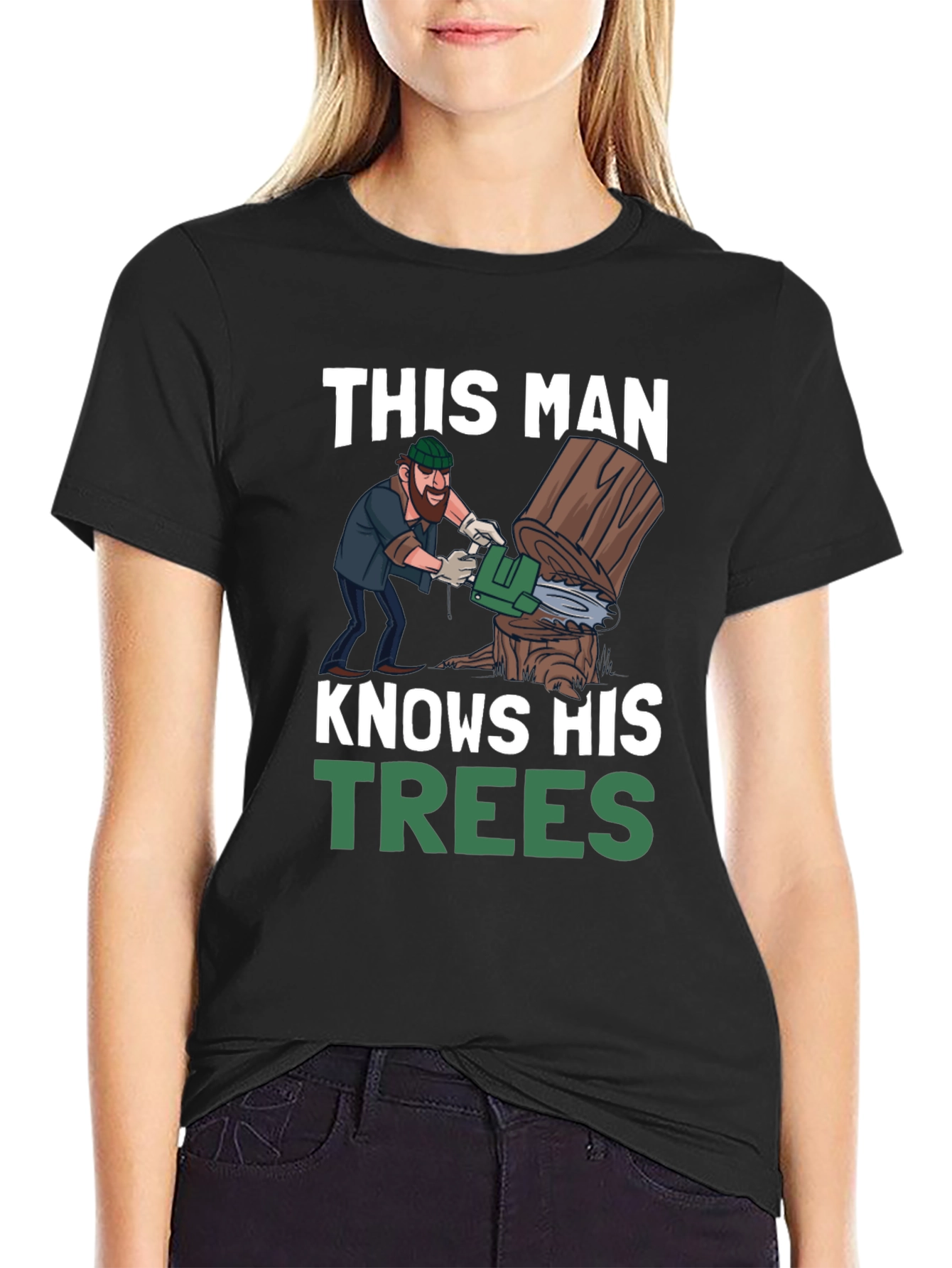 Black This Man Knows His Trees Graphic T-Shirt view 2