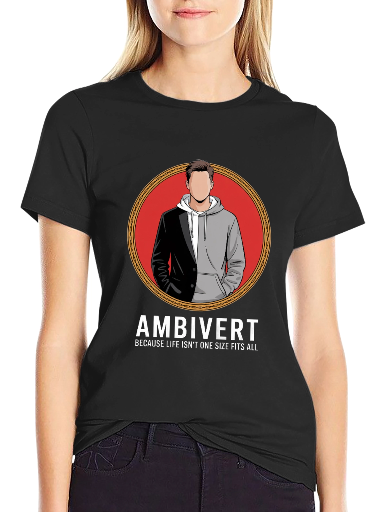 Black Ambivert T-Shirt - Because Life Isn't One Size Fits All view 2