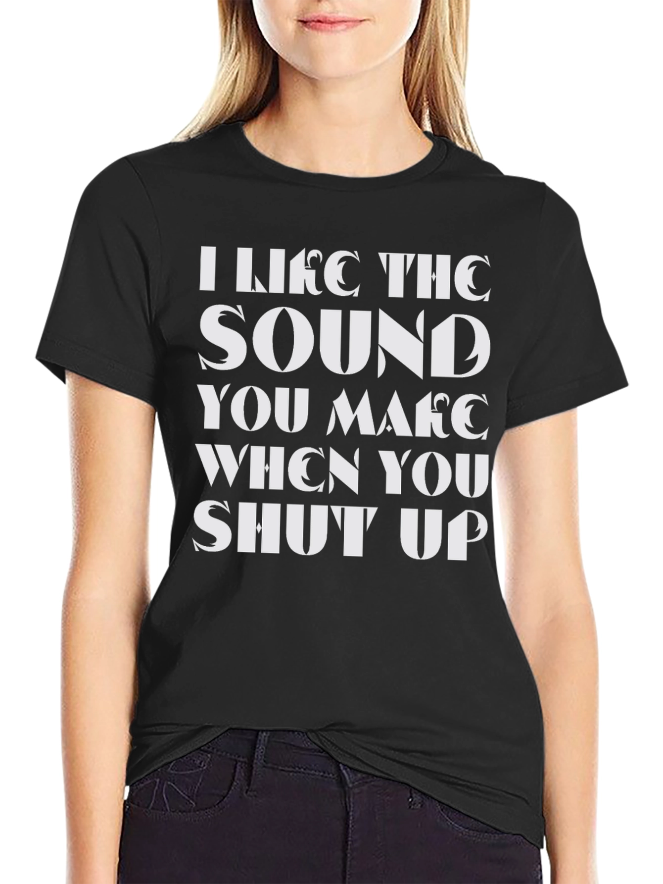 Black Sarcastic Humor Graphic Tee - Shut Up view 2