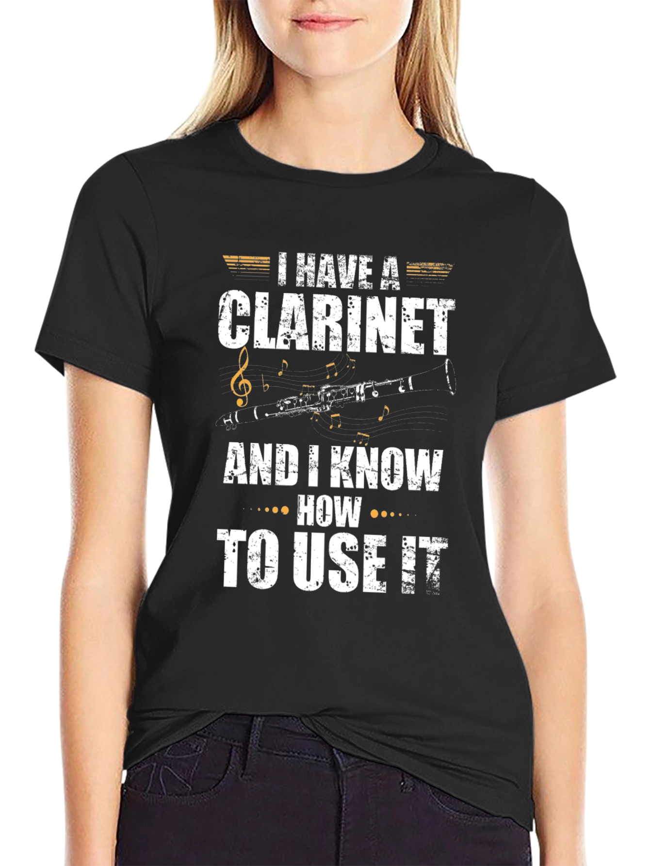 Black I Have A Clarinet T-Shirt - Musician Apparel view 2