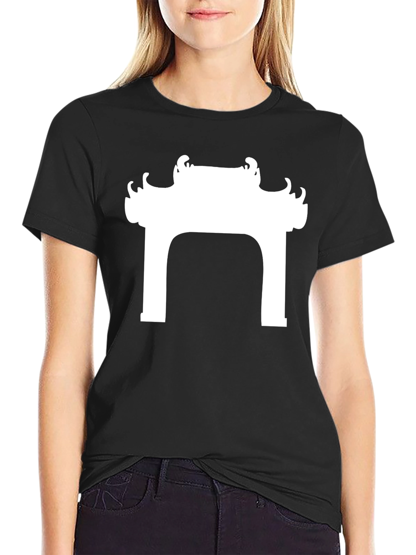 Black Black T-Shirt with Asian Arch Graphic view 2
