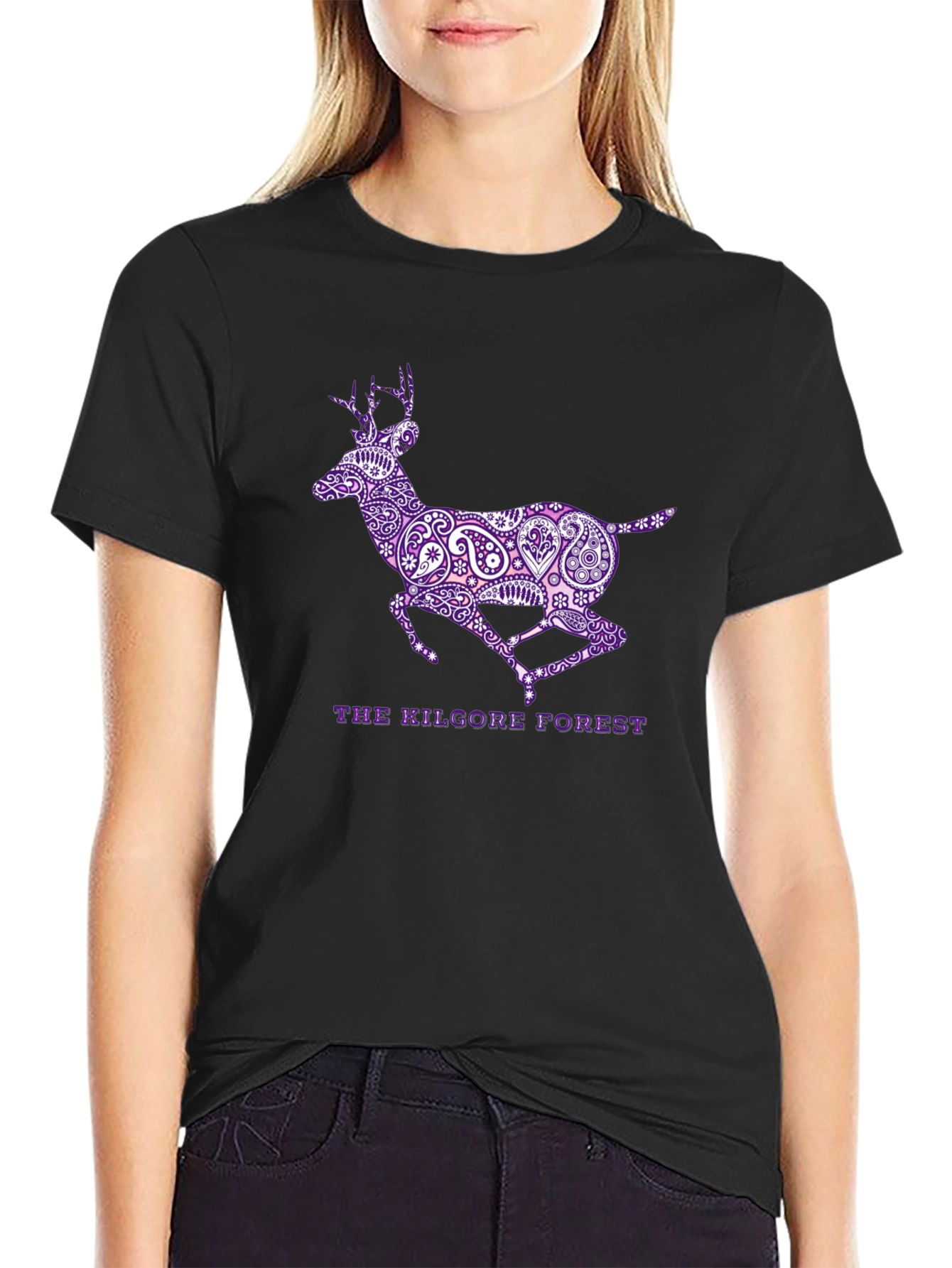 Black The Kilgore Forest Deer Graphic T-Shirt view 2