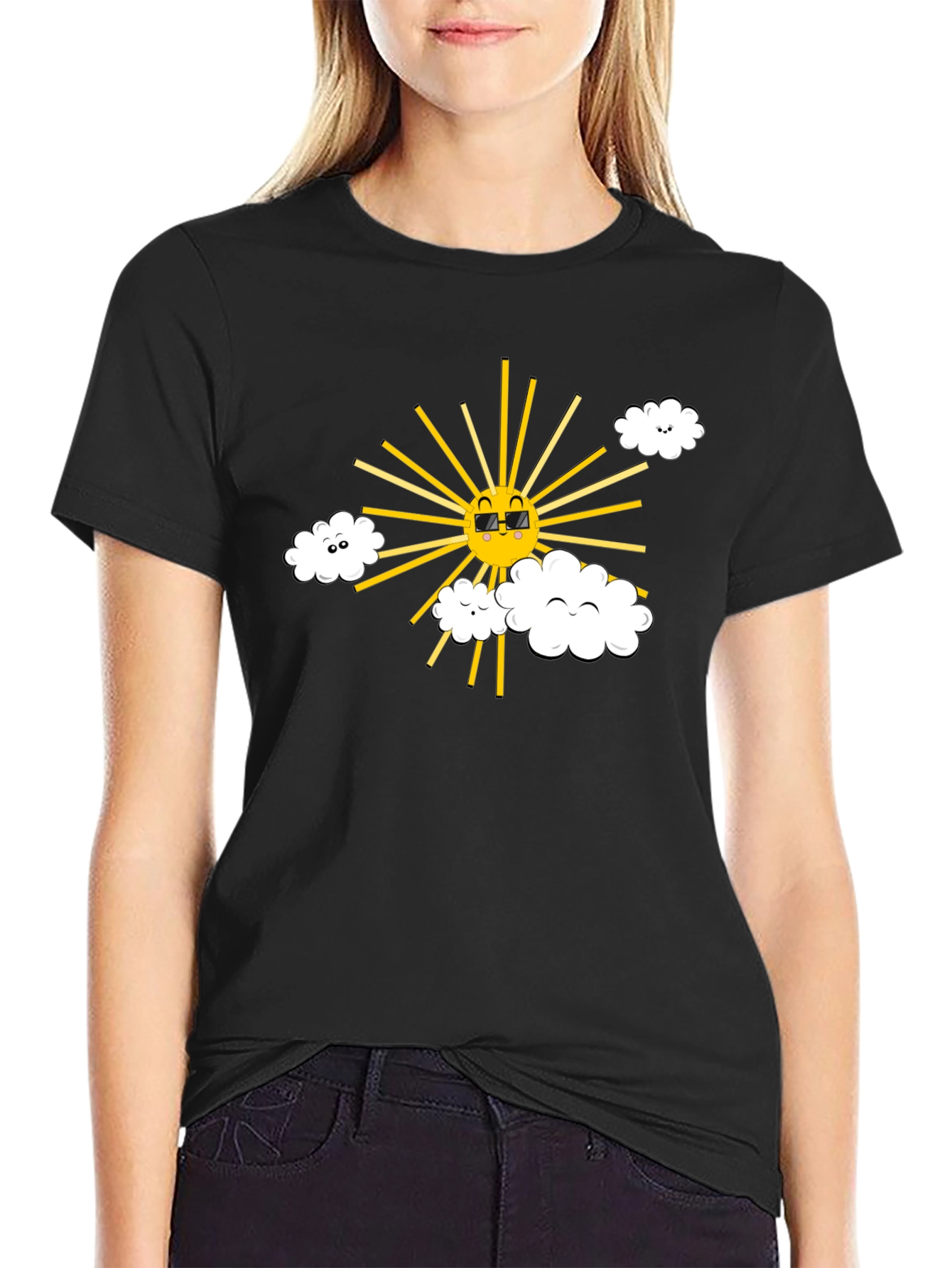 Black Cool Sun & Cloud Graphic Tee - Black view 2