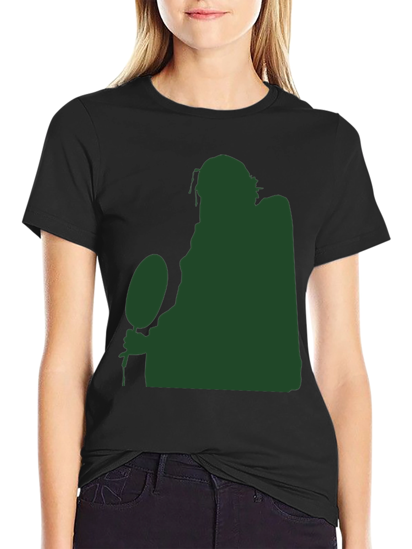 Black Silhouette Figure Holding Ball Black T-Shirt view 2