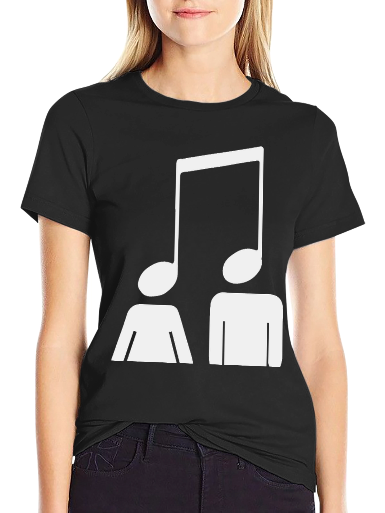 Black Musical Note Head T-Shirt - Unisex Graphic Tee view 2