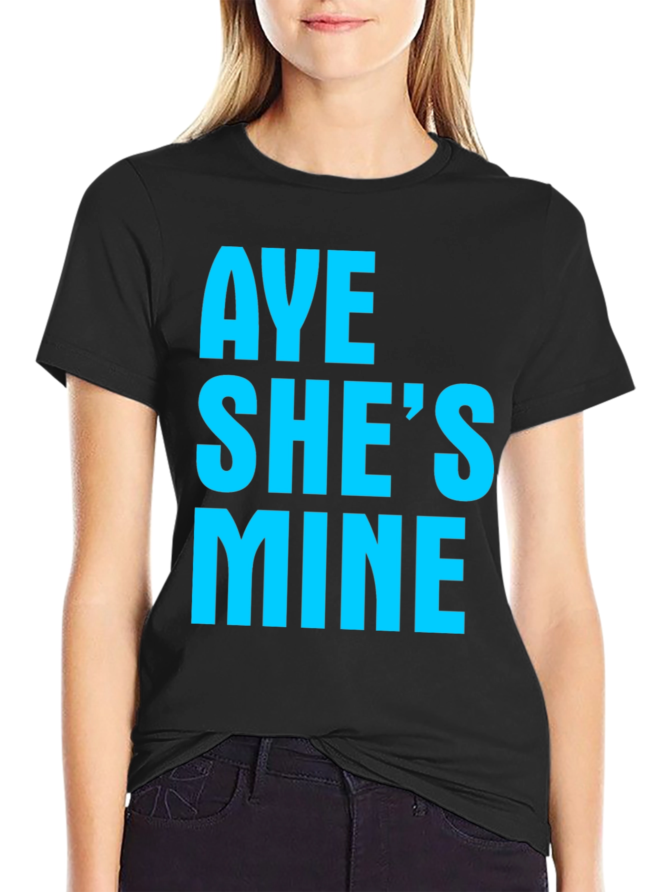Black Aye She's Mine Graphic Tee - Black view 2