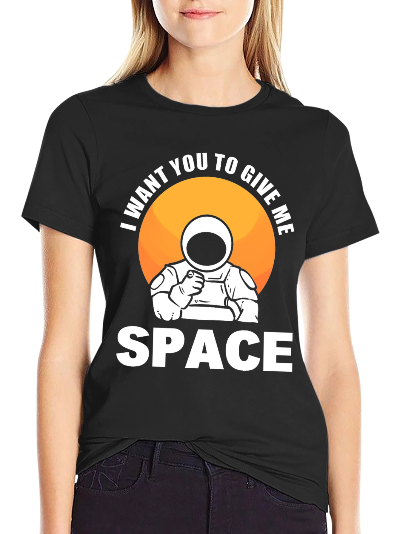 Black Give Me Space Astronaut Graphic Tee view 2