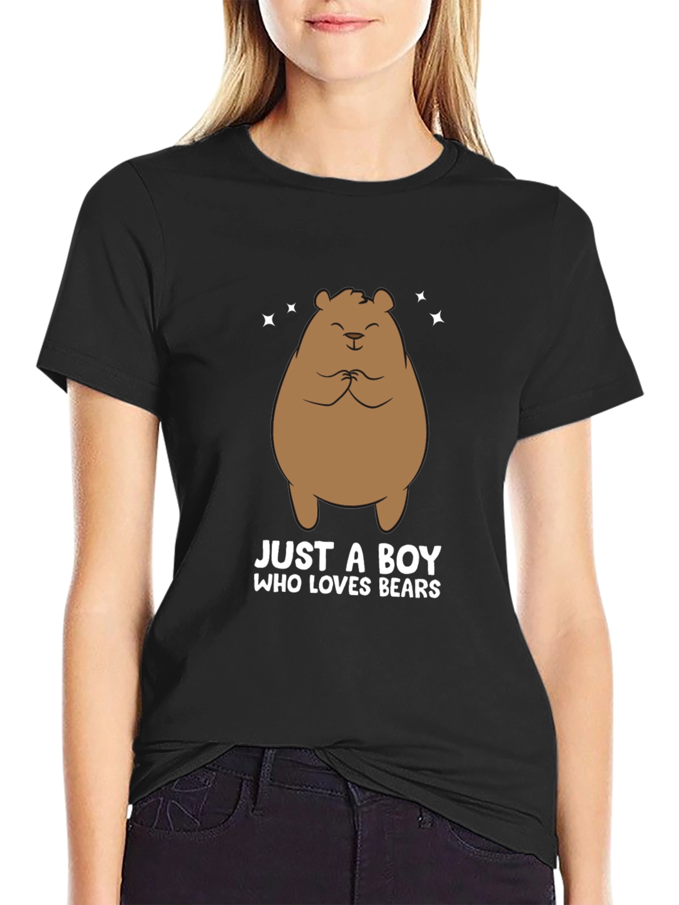 Black Just A Boy Who Loves Bears T-Shirt view 2