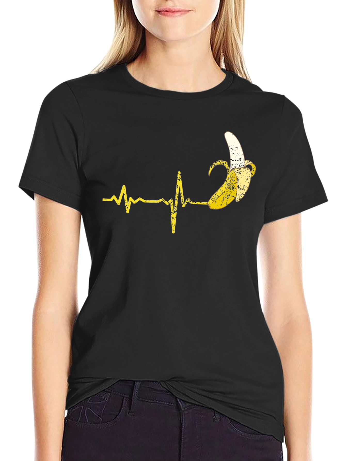 Black Banana Heartbeat T-Shirt - Quirky Graphic Tee view 2