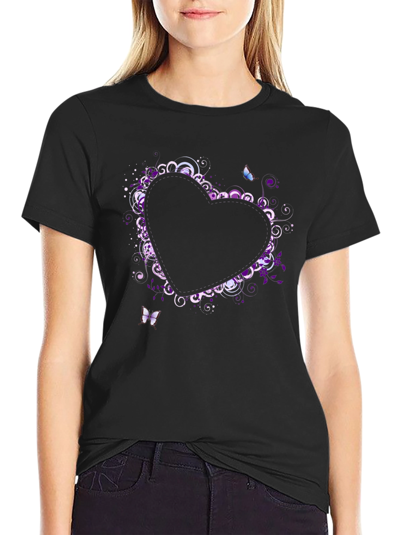 Black Heart Butterfly Graphic T-Shirt view 2