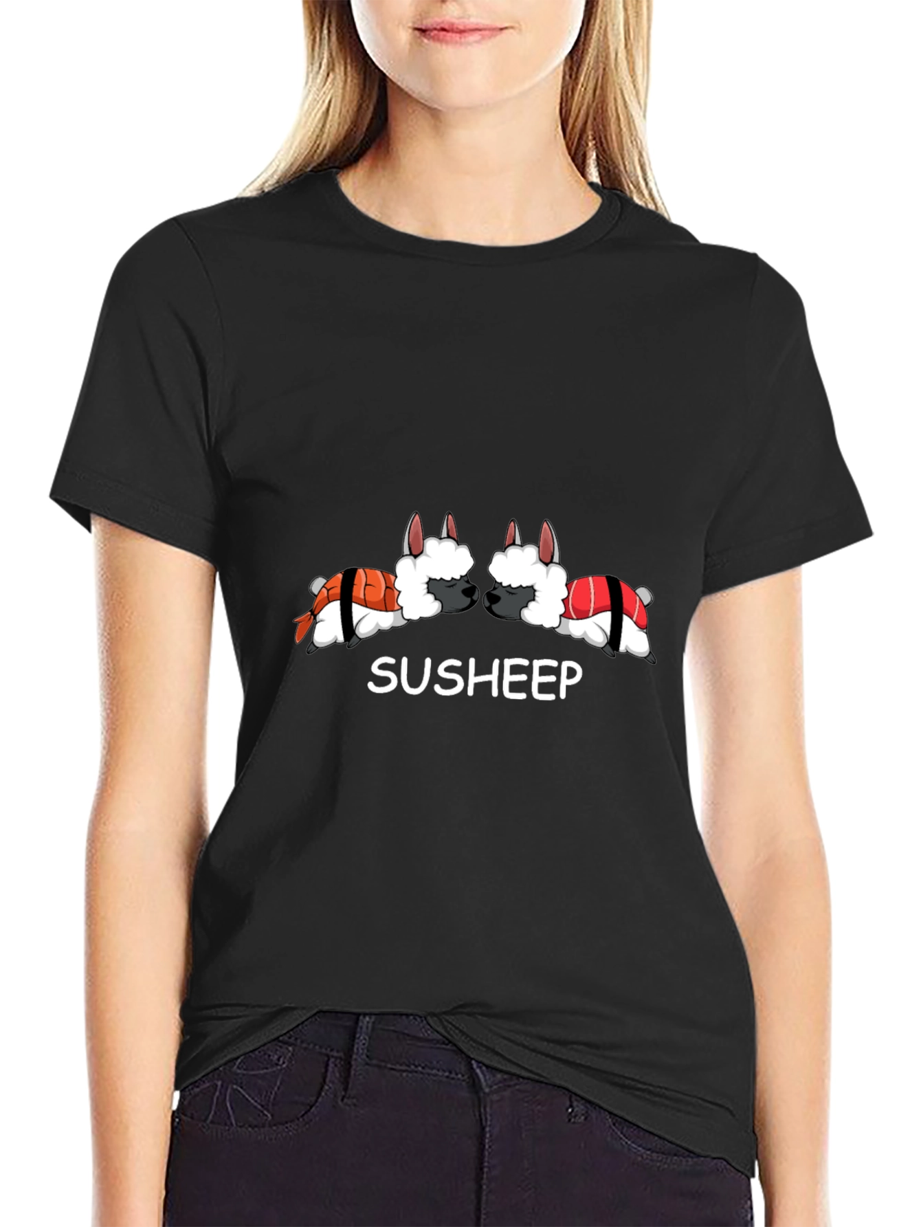 Black Sushi Sheep Graphic Tee - Susheep T-Shirt view 2