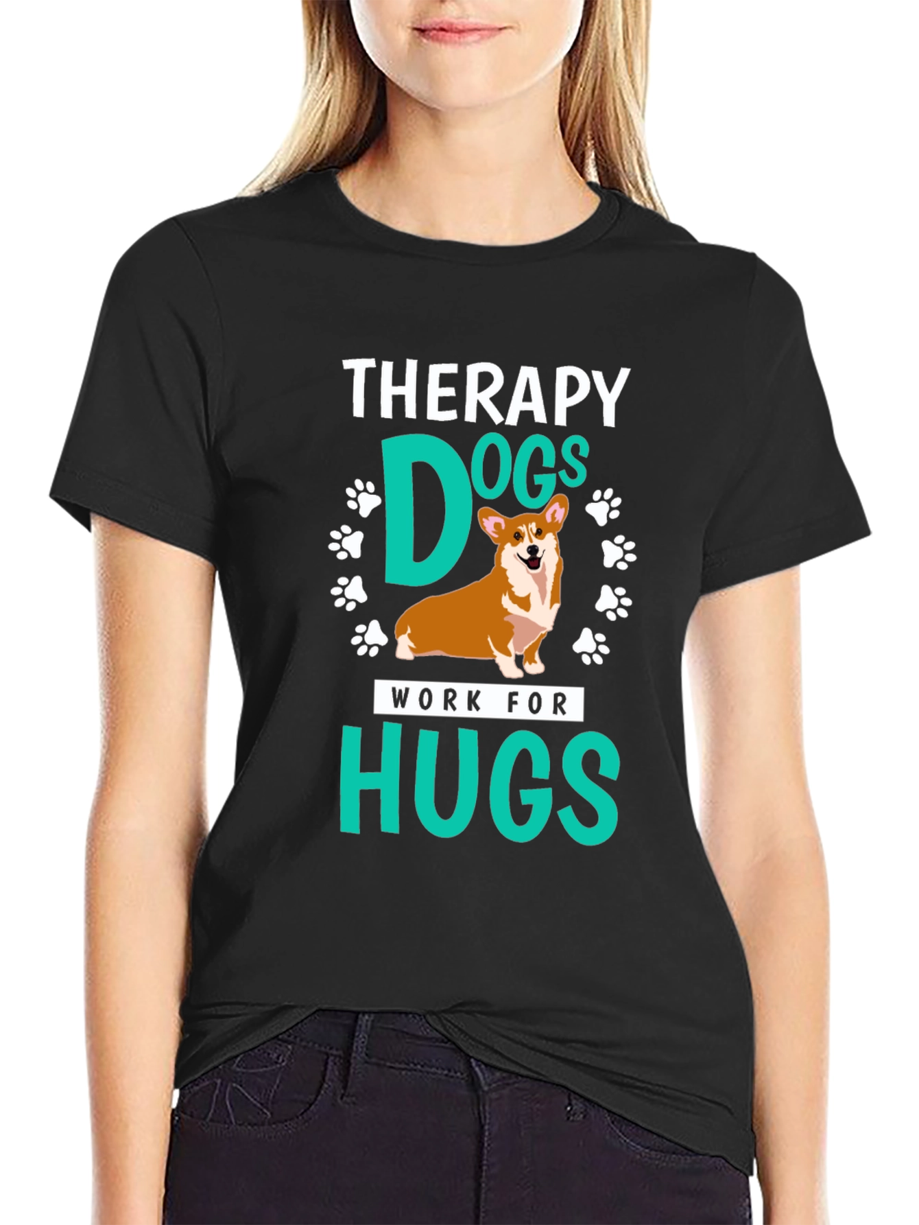 Therapy Dogs Work for Hugs T-Shirt - Unisex - 2