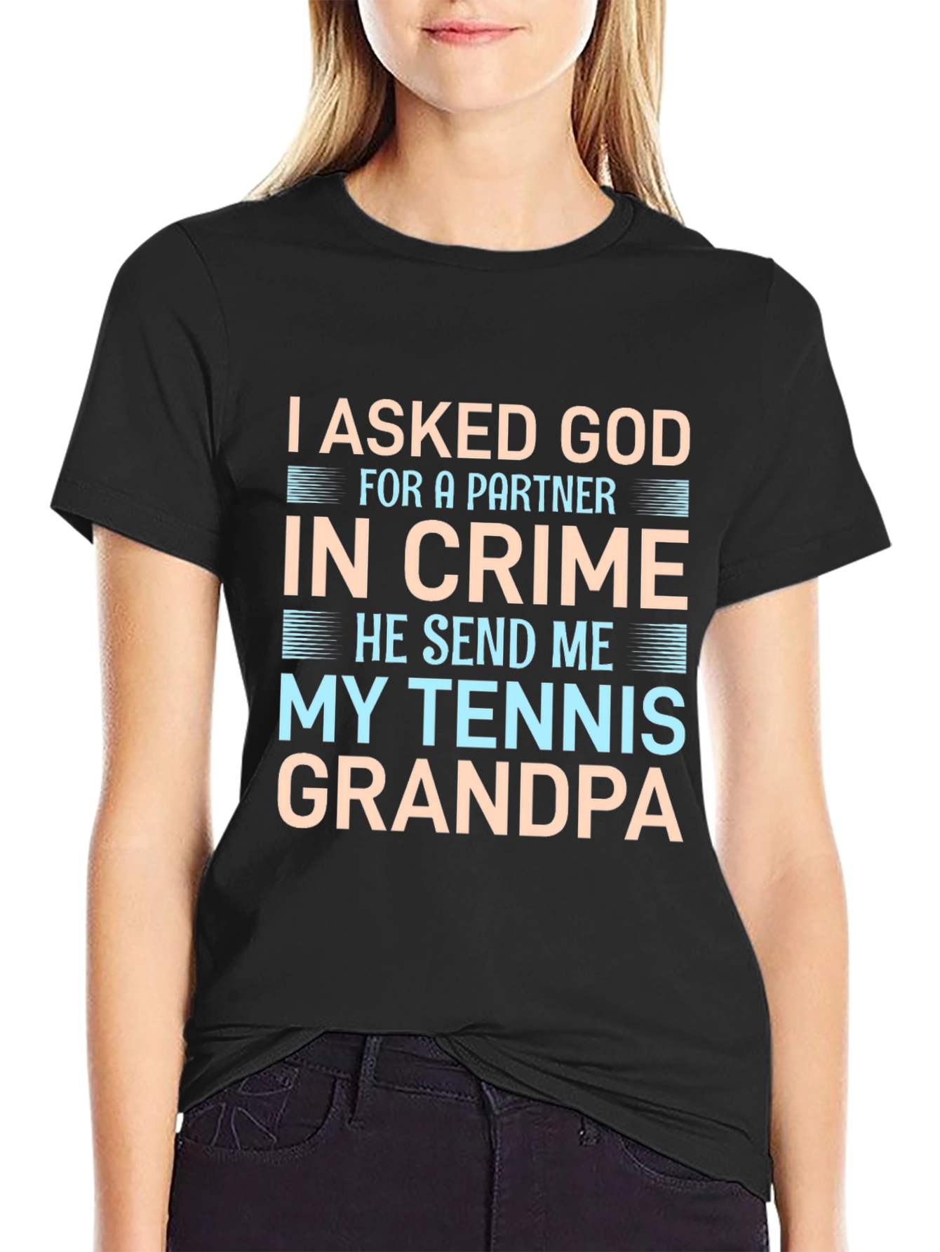 Black Tennis Grandpa Graphic T-Shirt view 2