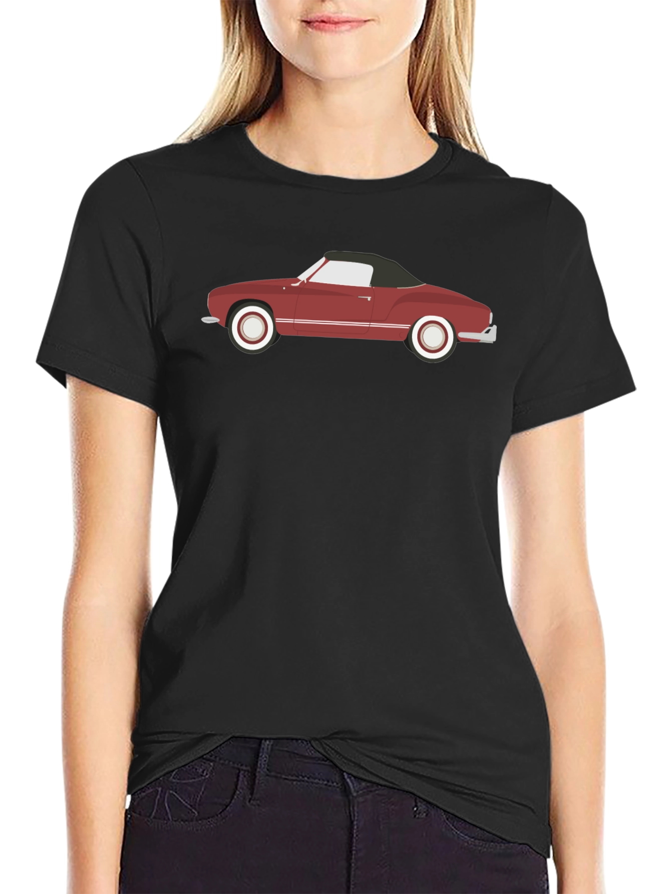 Black Classic Car Graphic Tee - Black Cotton Blend view 2