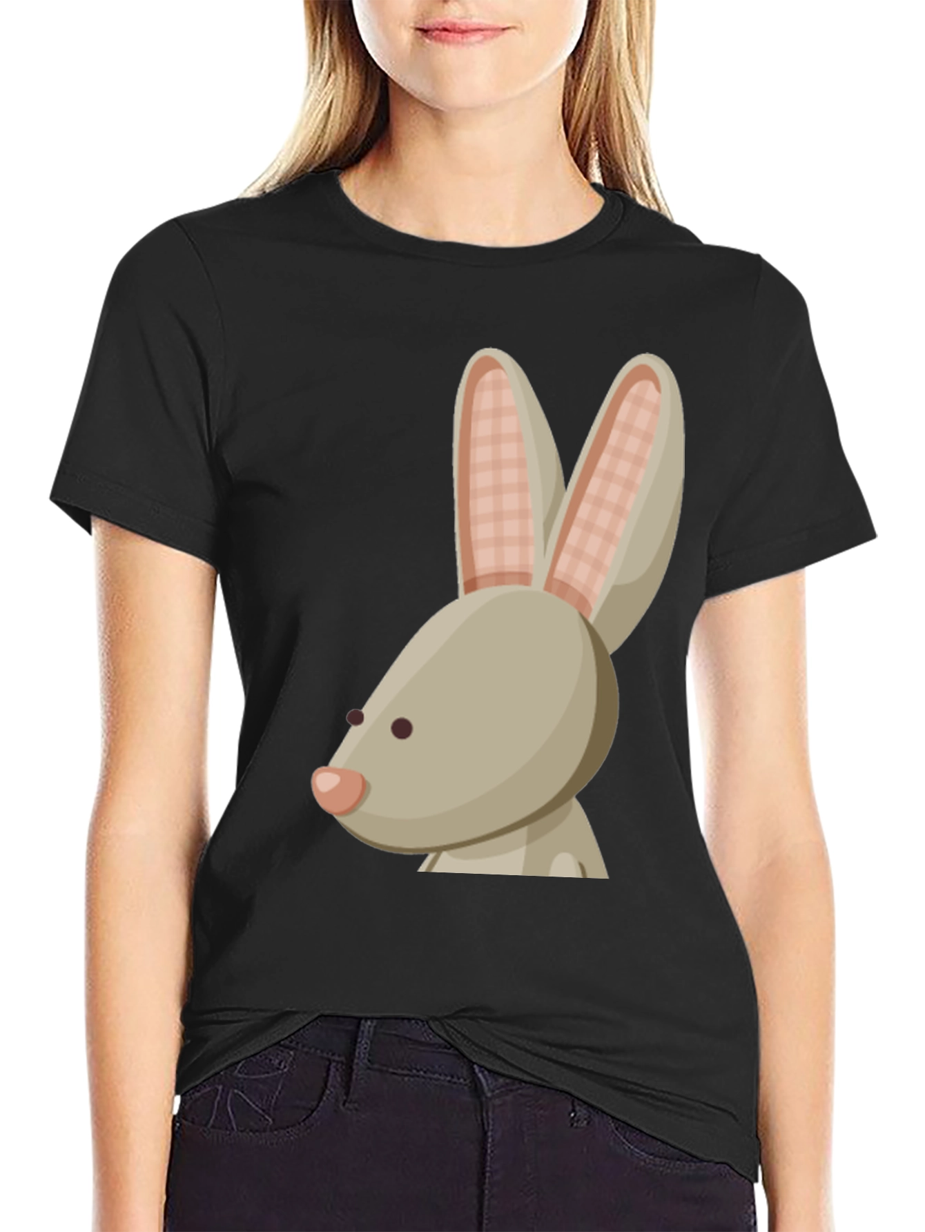 Black Bunny Graphic Tee - Soft Cotton, Casual Style view 2