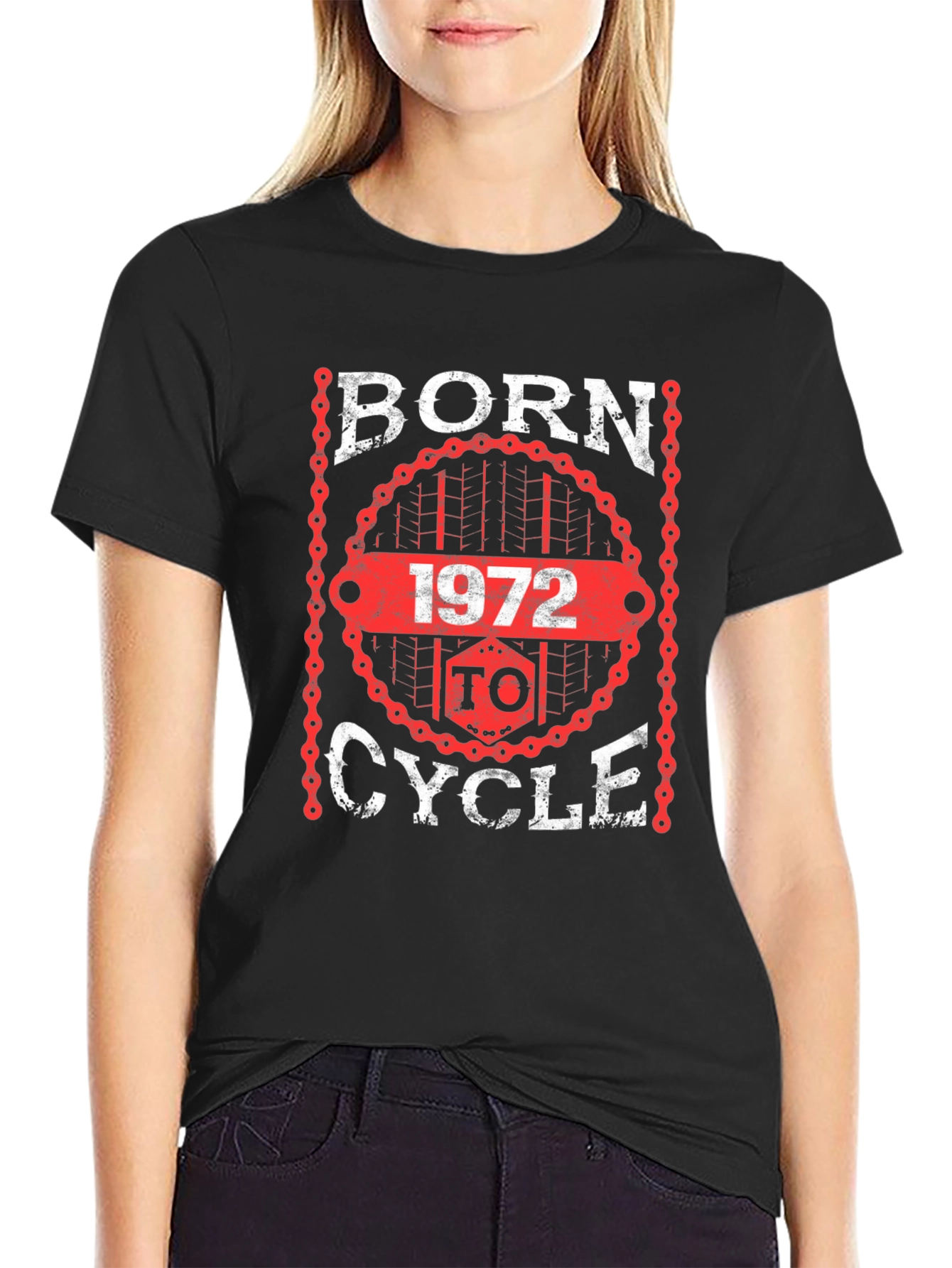 Black Born to Cycle 1972 T-Shirt - Black view 2