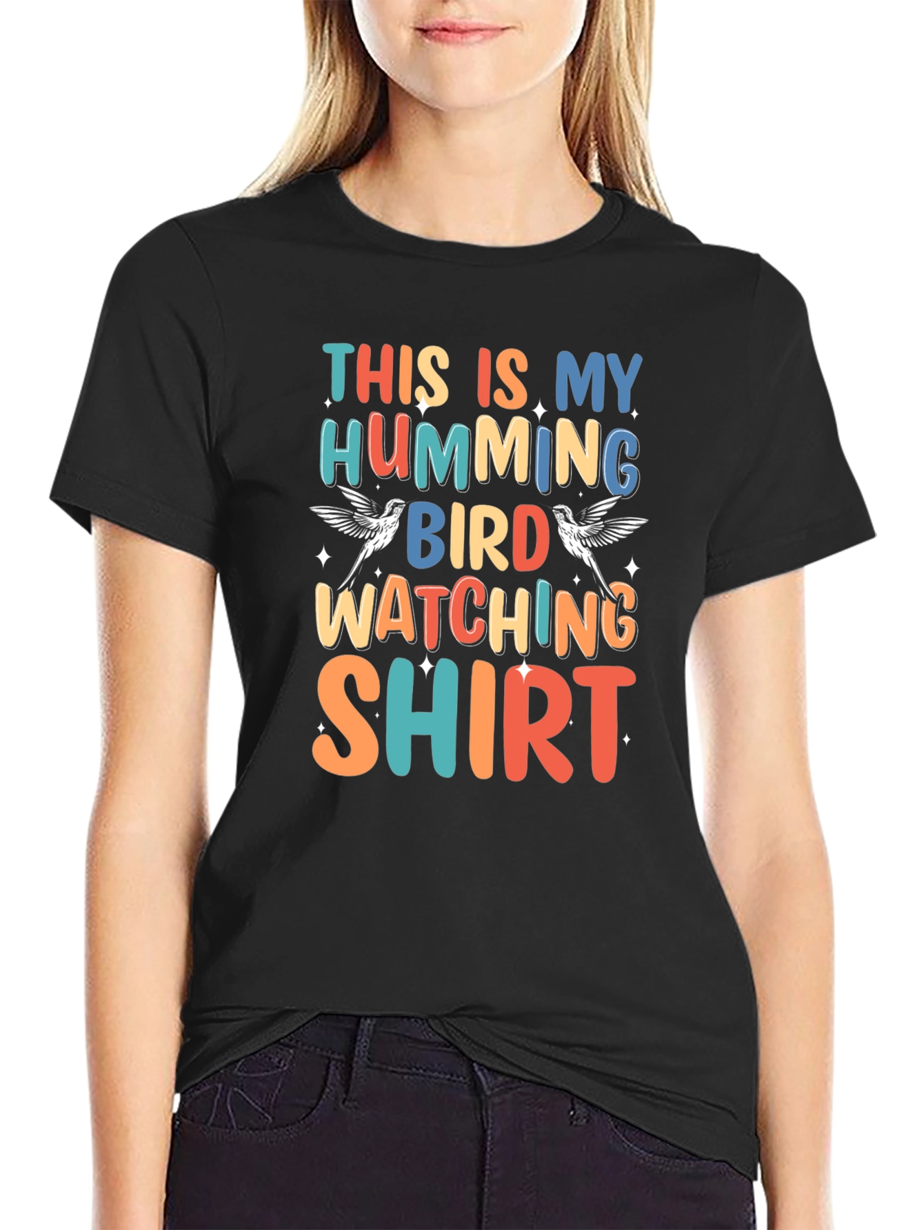Black Hummingbird Watching Shirt - Unisex Graphic Tee view 2