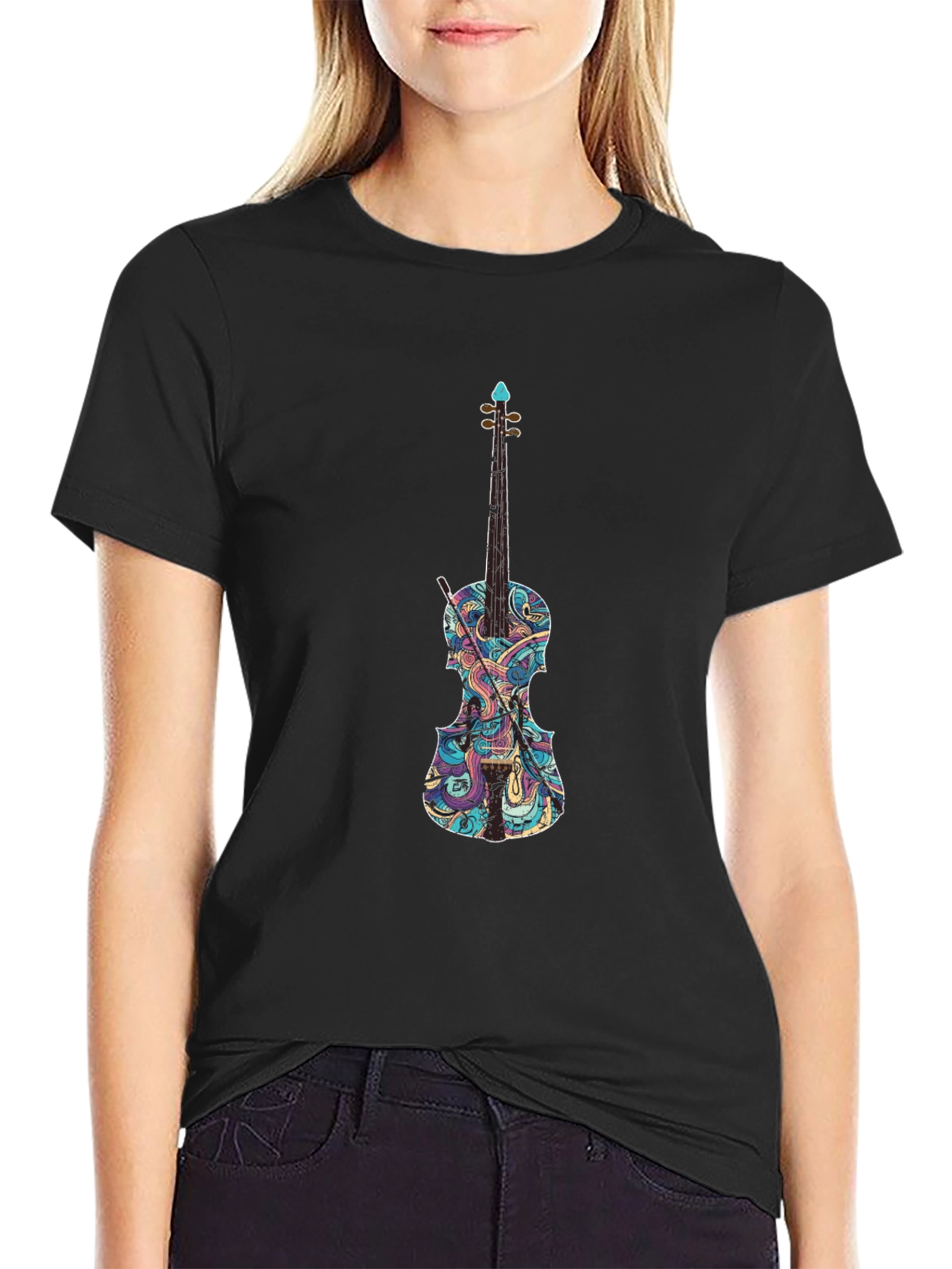 Black Violin Graphic Black T-Shirt - Music Lover Tee view 2